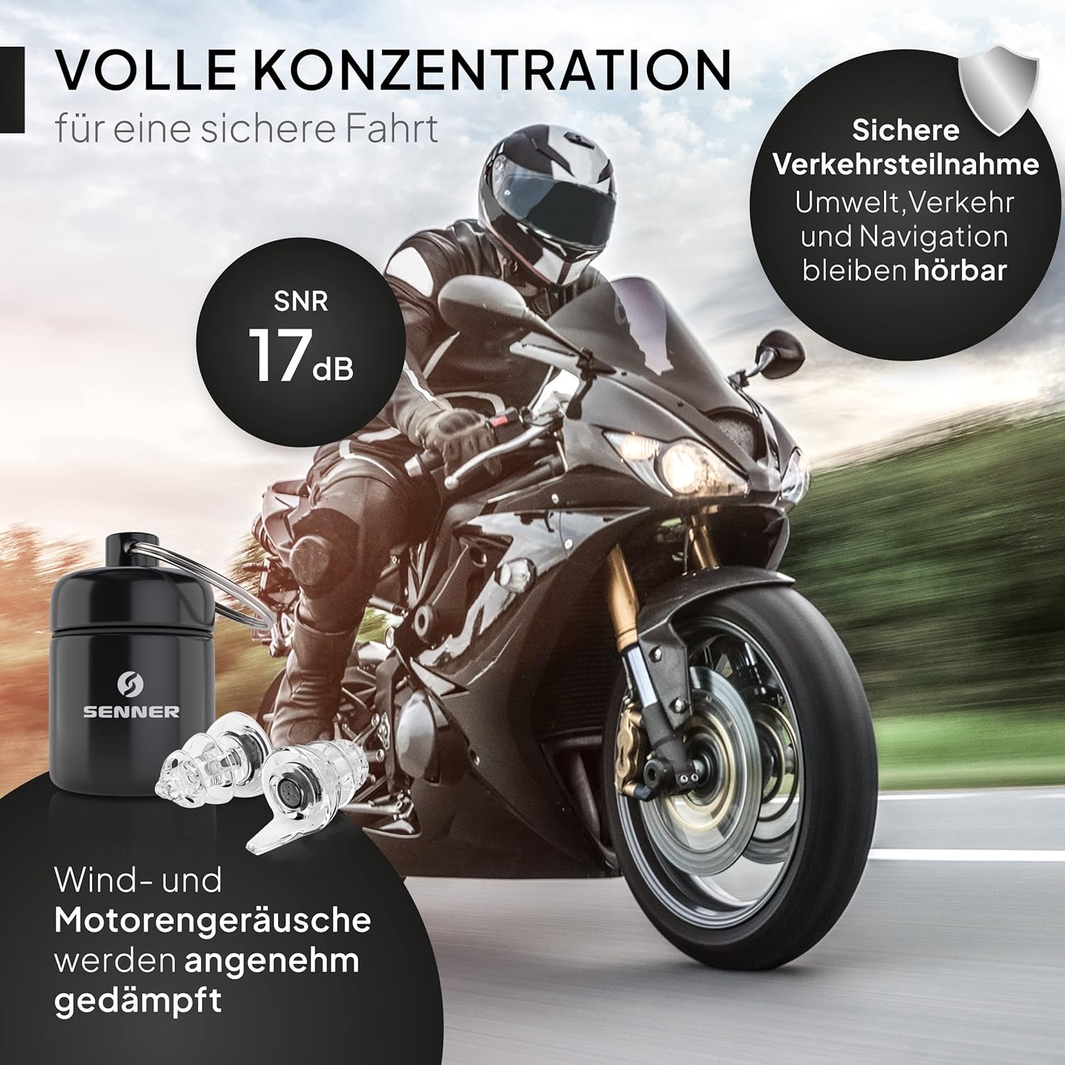 Thumbnail 2 de Senner ® MotoPro Gehörschutz – Ohrstöpsel für Motorrad- und Motorsport-Nutzung