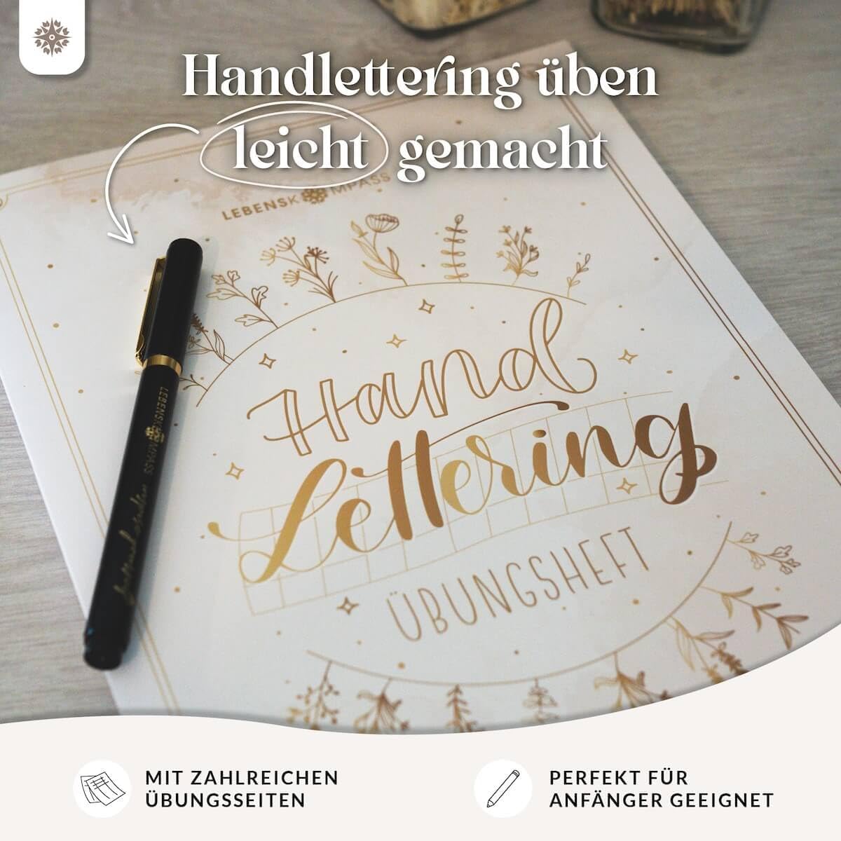 Detalle 2 de Lebenskompass® Handlettering Übungsbuch für Anfänger – Achtsame Kalligraphie & Hand Lettering trainieren