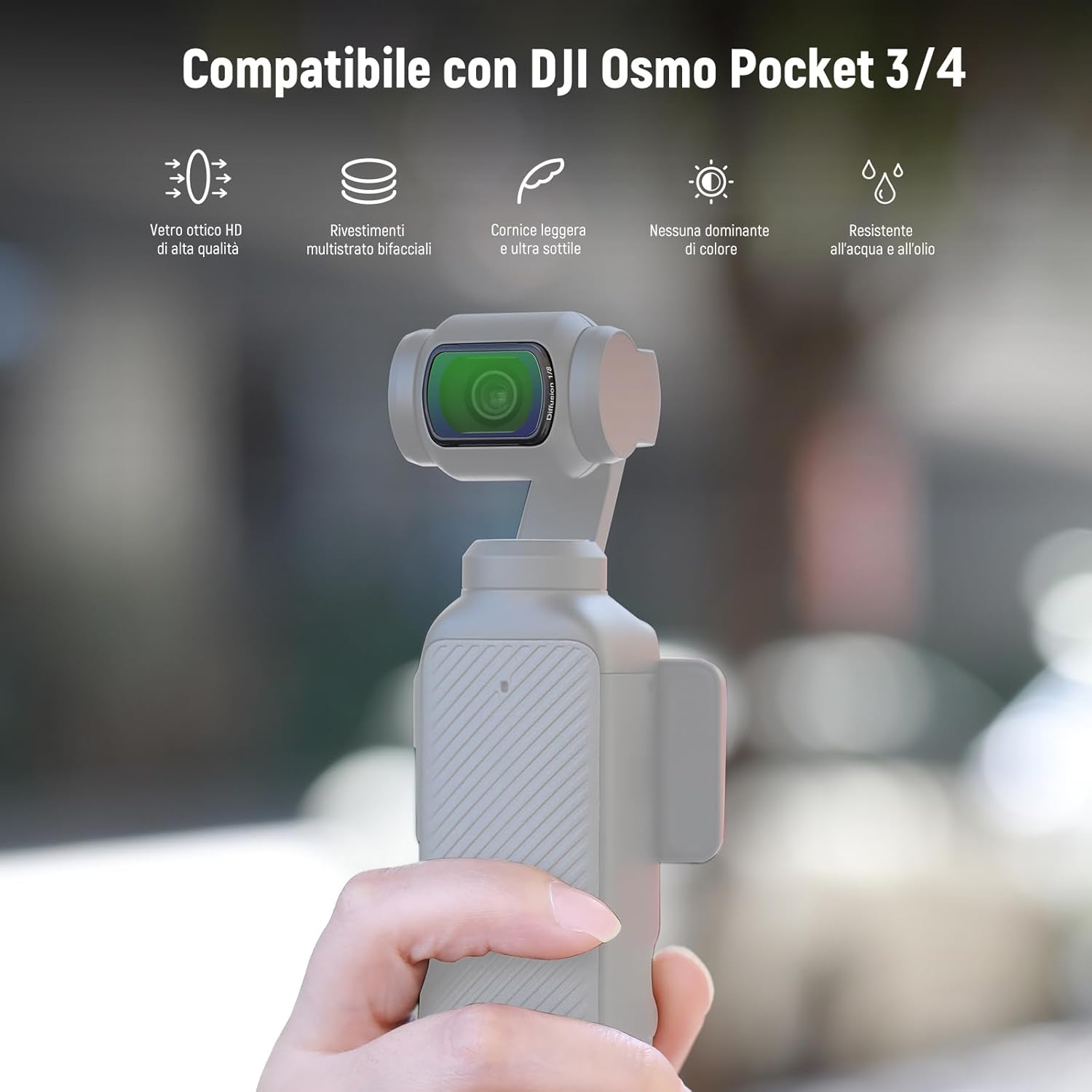 Thumbnail 1 de NEEWER Filtro magnetico Black Diffusion 1/8 per DJI Osmo Pocket 4 e 3 (include 2 pellicole protettive)