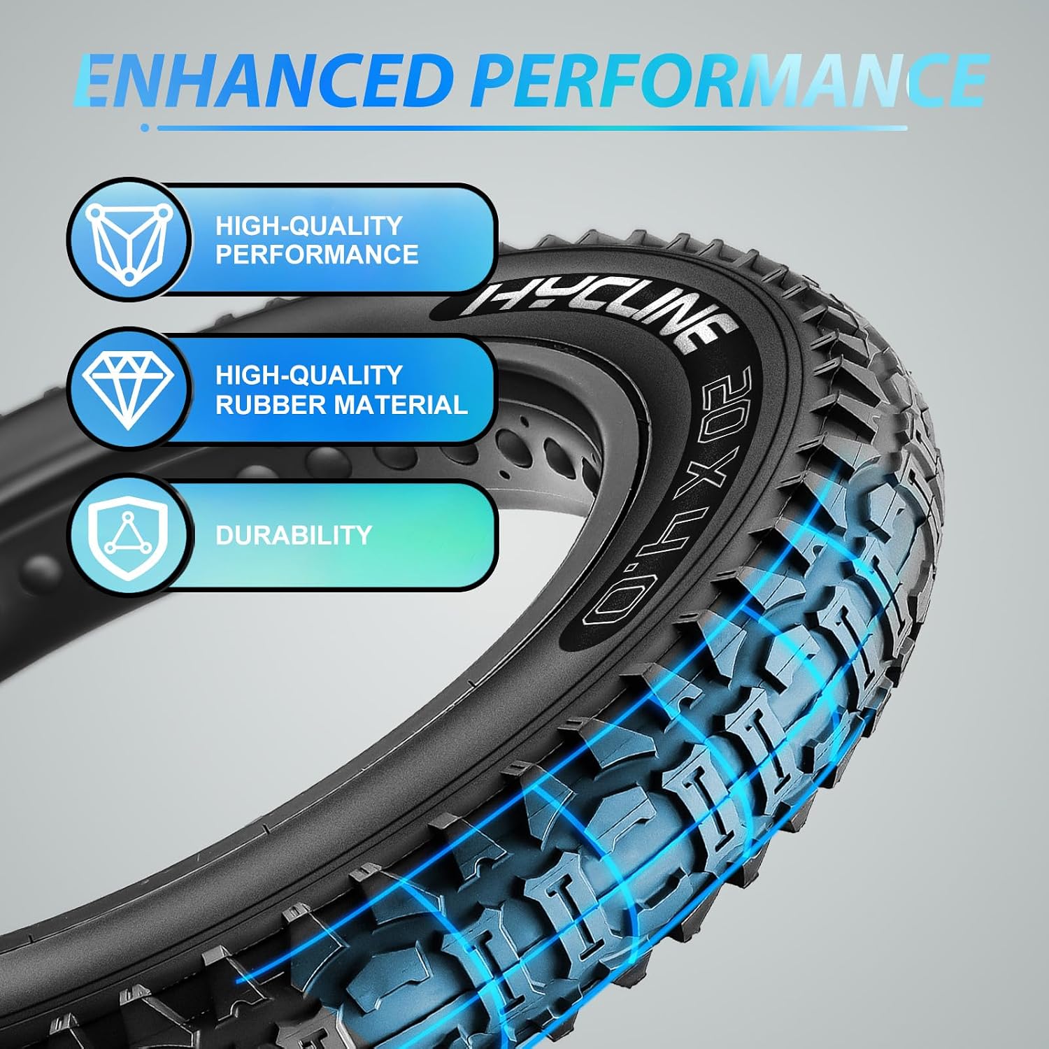 Detalle 2 de Hycline Fat Tire Replacement Kit for E-Bikes (20x4.0 / 26x4.0) – Durable All‑Terrain Tubeless Ready Simulation