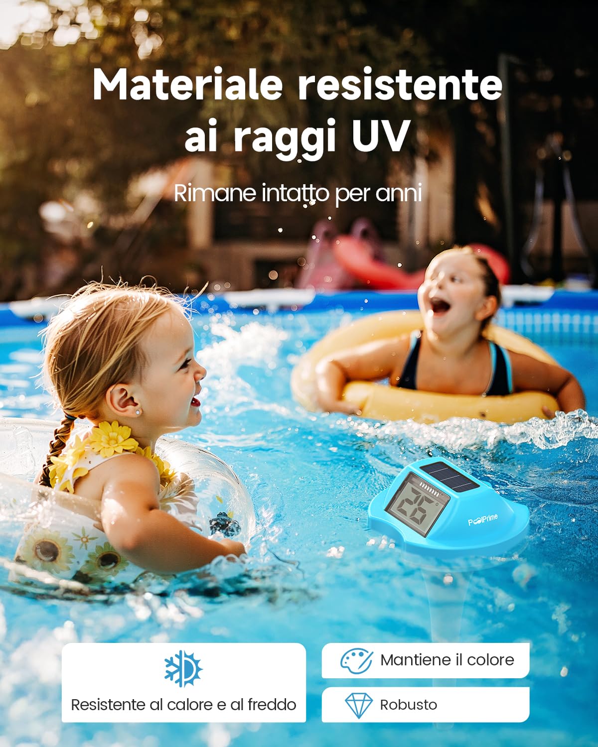 Thumbnail 6 de PoolPrime Termometro Piscina a Doppio Schermo con display digitale, galleggiante IPX7 e pannello solare