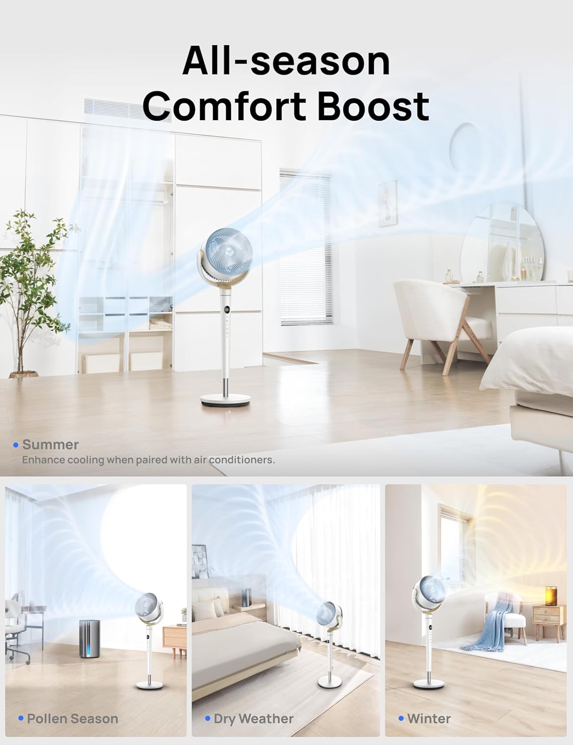 Thumbnail 6 de Dreo 20dB Ultra Quiet Standing Pedestal Fan with Remote, 120° Oscillation and 9 Speeds (Adjustable Height)