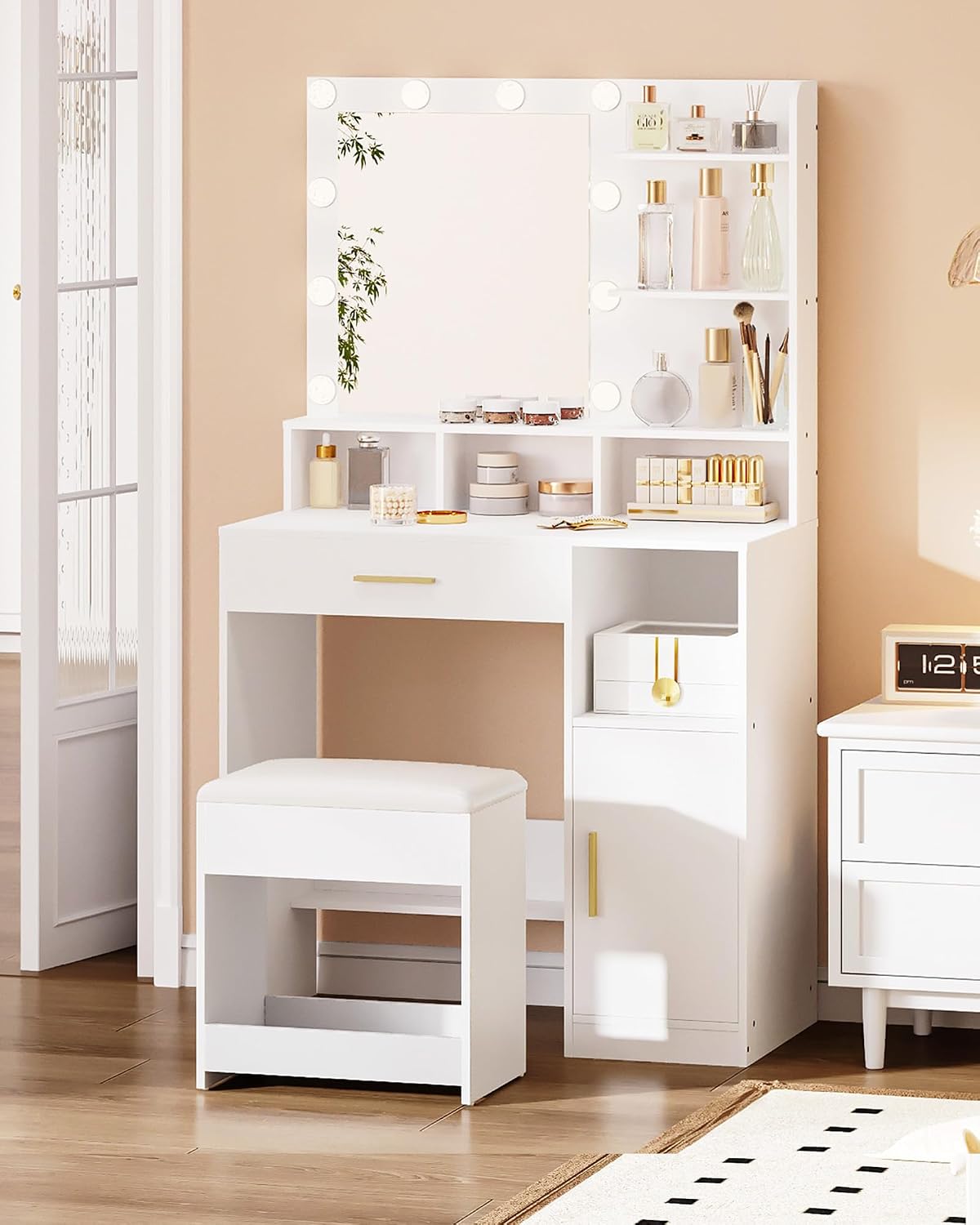 Detalle 2 de Hzuaneri VS32703X sgabello toeletta 1 cuscino bianco