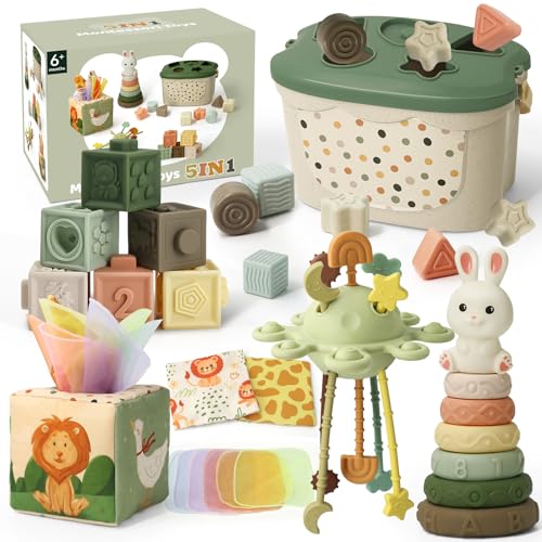 Detalle de Auezona: 5 en 1 Juguetes Montessori para Bebés 6-12 Meses – Verde