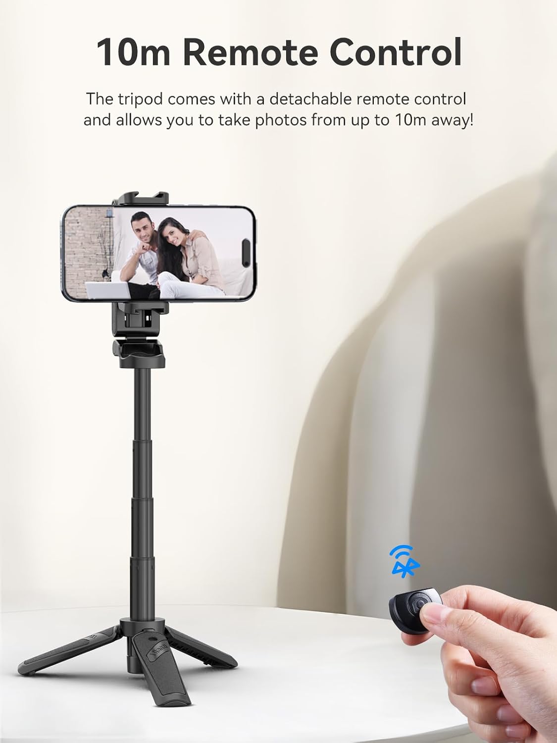 Detalle de ULANZI JJ02 : perche à selfie Bluetooth 3 en 1 avec mini trépied et télécommande