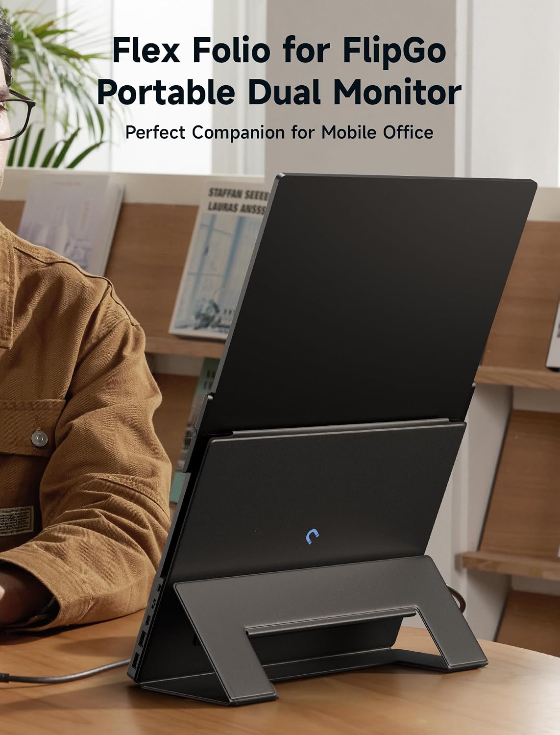 Detalle de JSAUX Leather Stand for FlipGo 16" Portable Monitor