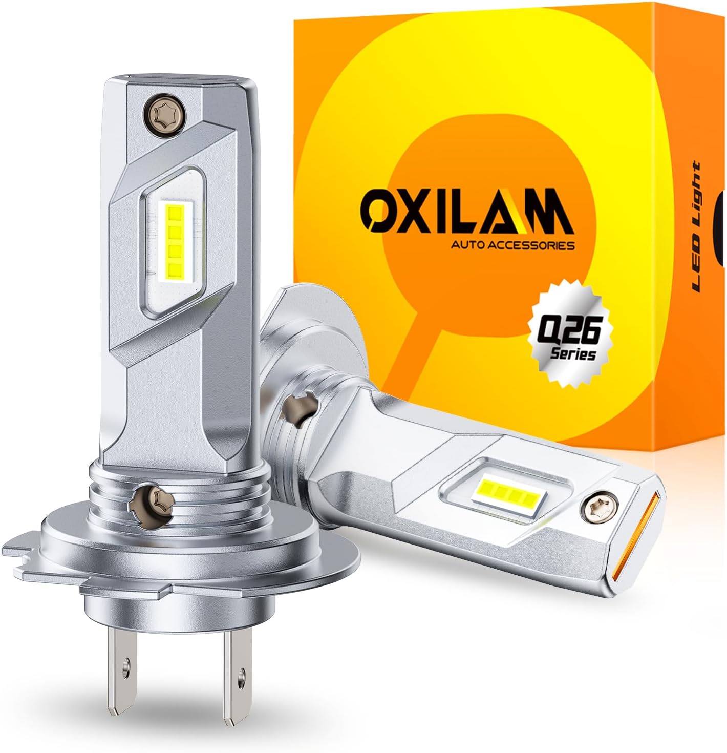 Detalle de OXILAM H7 LED Headlight Bulb — 32000LM, 6500K Cool White, 1:1 Mini Design, 3-Min Plug & Play, IP68, Pack of 2
