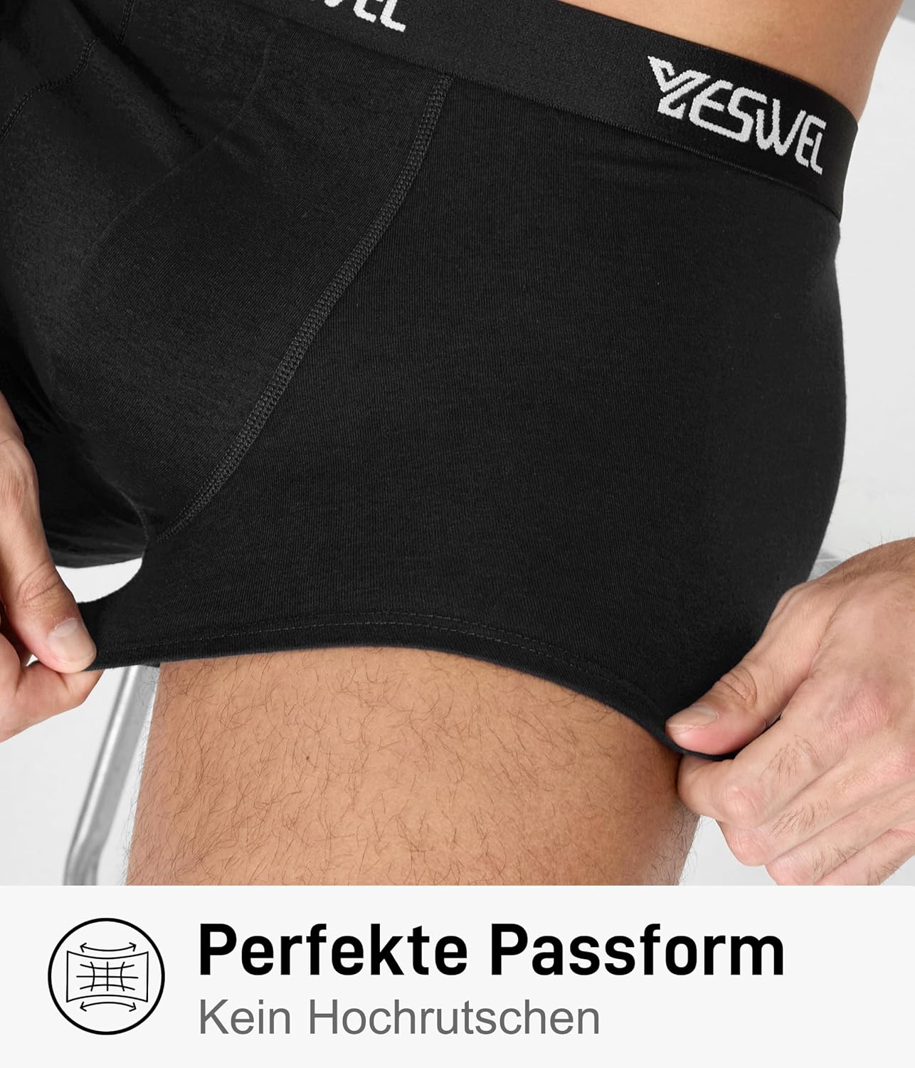 Detalle de YESWEL Boxershorts Herren 10er Pack aus gekämmter Baumwolle – tagless, atmungsaktiv und bequemer Bund (Gr. S–3XL)