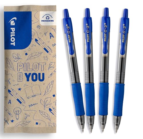Detalle de PILOT G2 Plus – Caja 4 bolígrafos roller gel retráctiles azul, punta media 0,7 mm