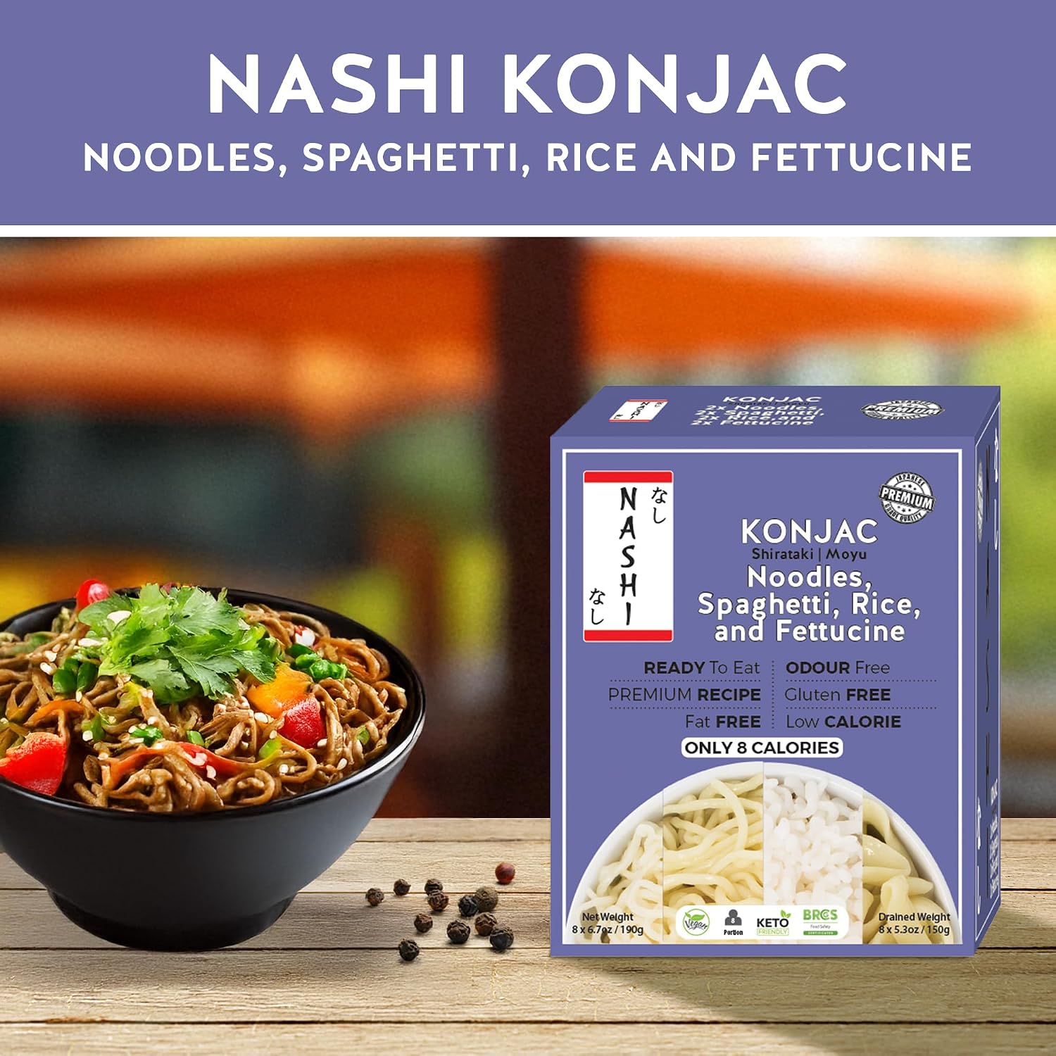 Thumbnail 6 de Nashi Konjac Shirataki Mix Pack – 8x190g, geruchsfrei, fettfrei, kohlenhydratarm und vegan