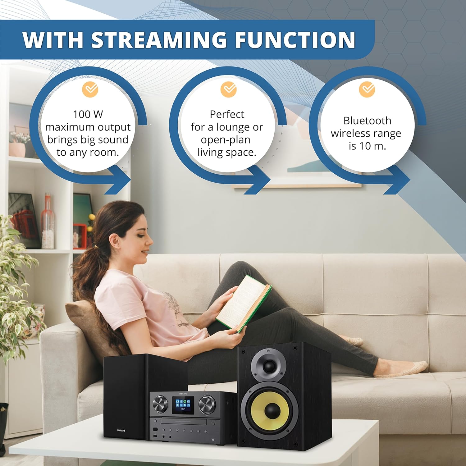 Detalle de Philips Bluetooth & WiFi Stereo System with CD Player, Spotify Connect, Internet Radio & FM