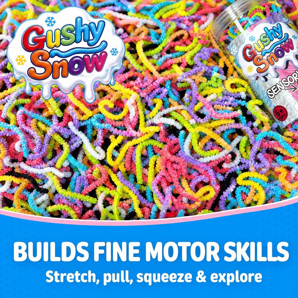 Detalle 2 de GushySnow Stretchy Latex Sensory Bin Filler, Eight-Color Mix for Fall Play