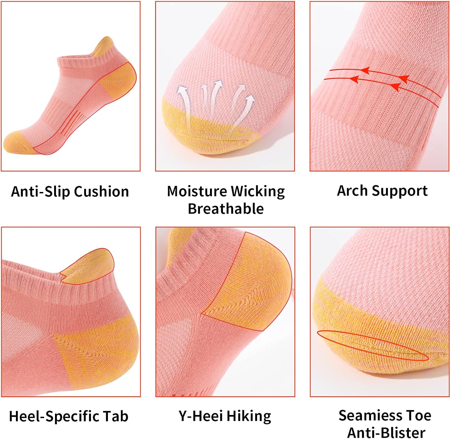 Thumbnail 3 de BUDERMMY Trainer Socks for Women (6 Pairs) – Cushioned Breathable Ankle Sports Socks