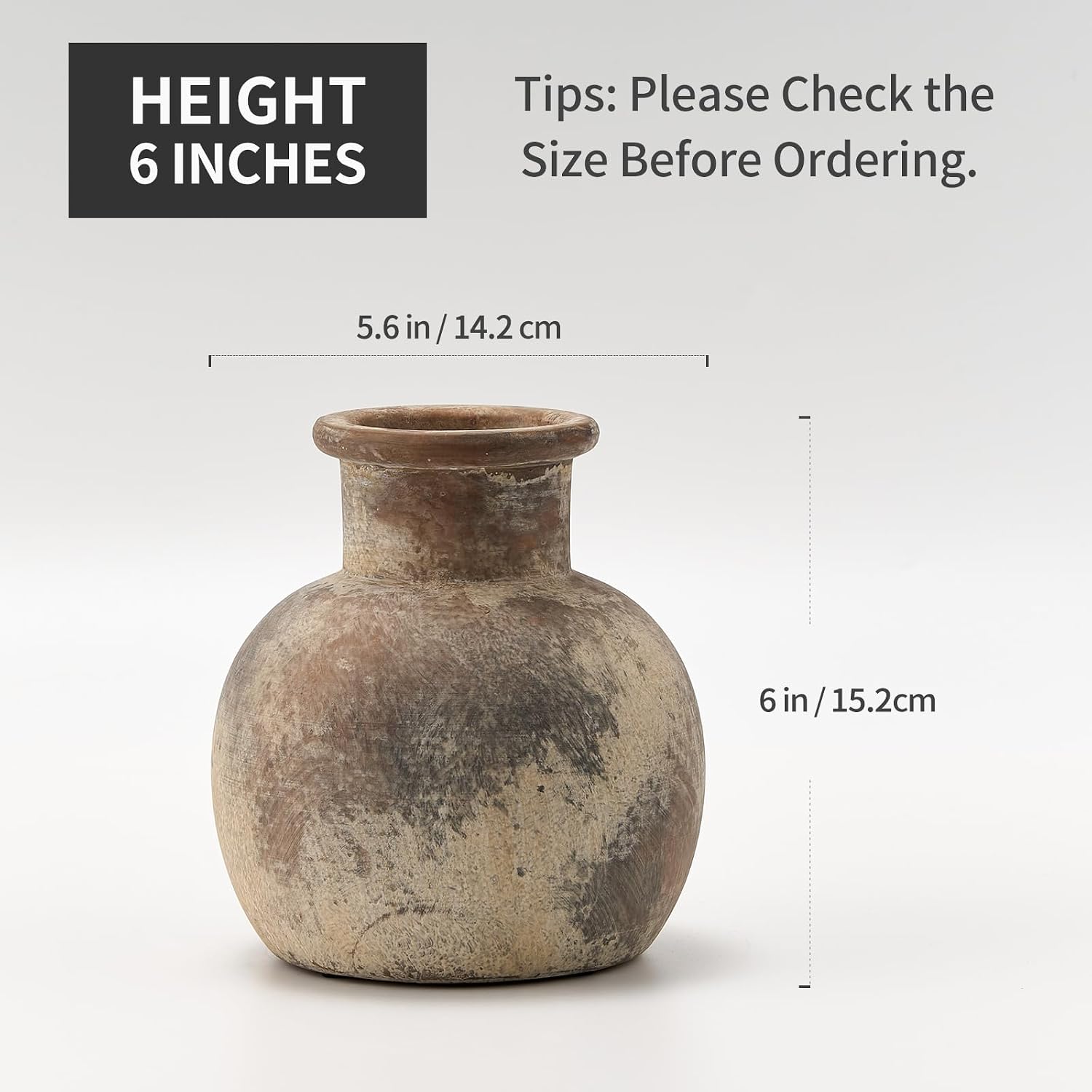 Detalle 2 de SIDUCAL ceramiczny wazon 15 cm, terakotowy, rustykalny, wodoodporny