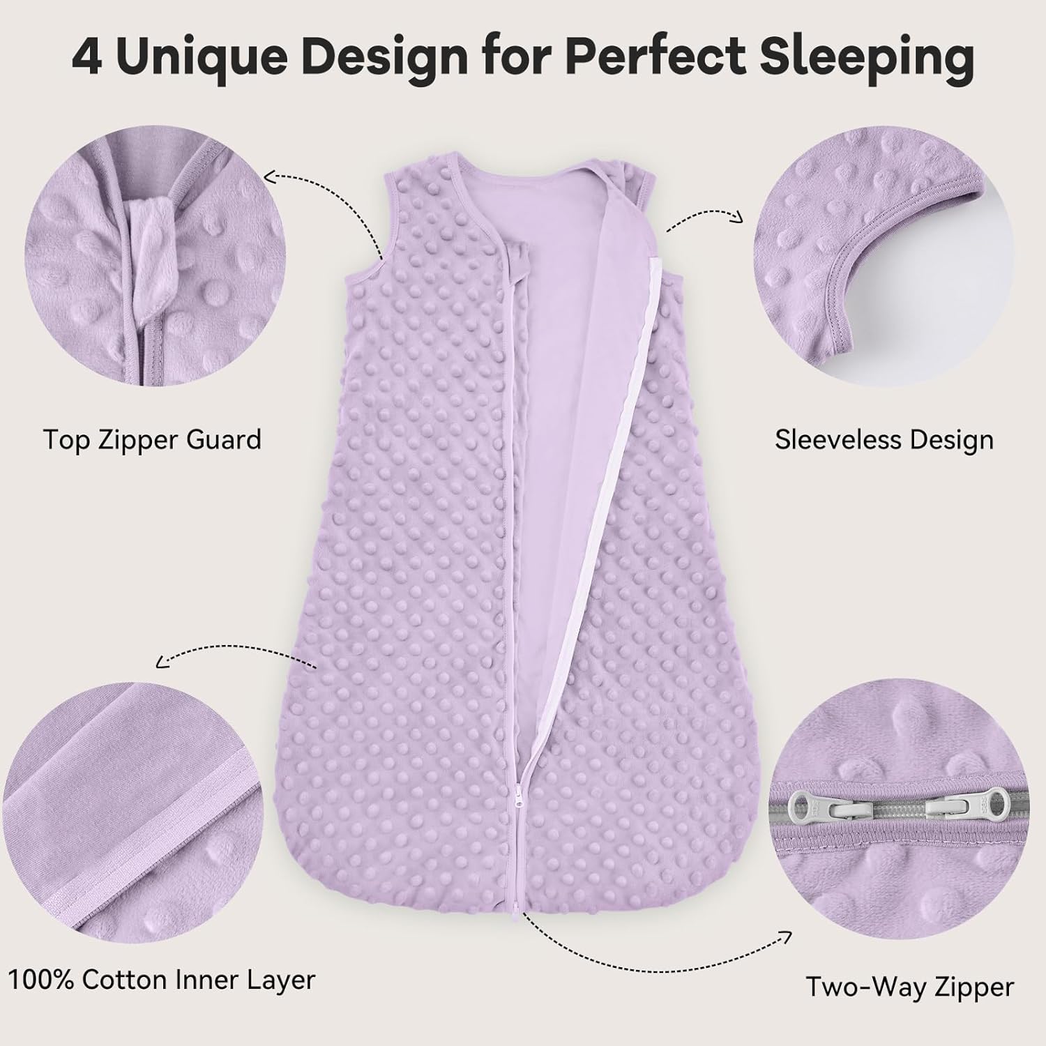 Thumbnail 2 de Unnivoll Baby Sleeping Bag 1.5 Tog with Plush Dots: 2 Pack for 0–6 Months