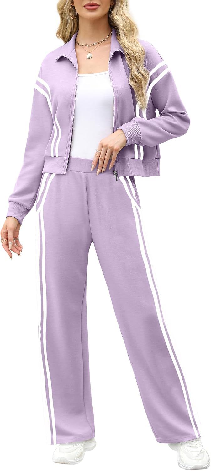 Detalle 2 de XIEERDUO Women's Lounge Set with Full-Zip Sweatshirt and Wide-Leg Pants