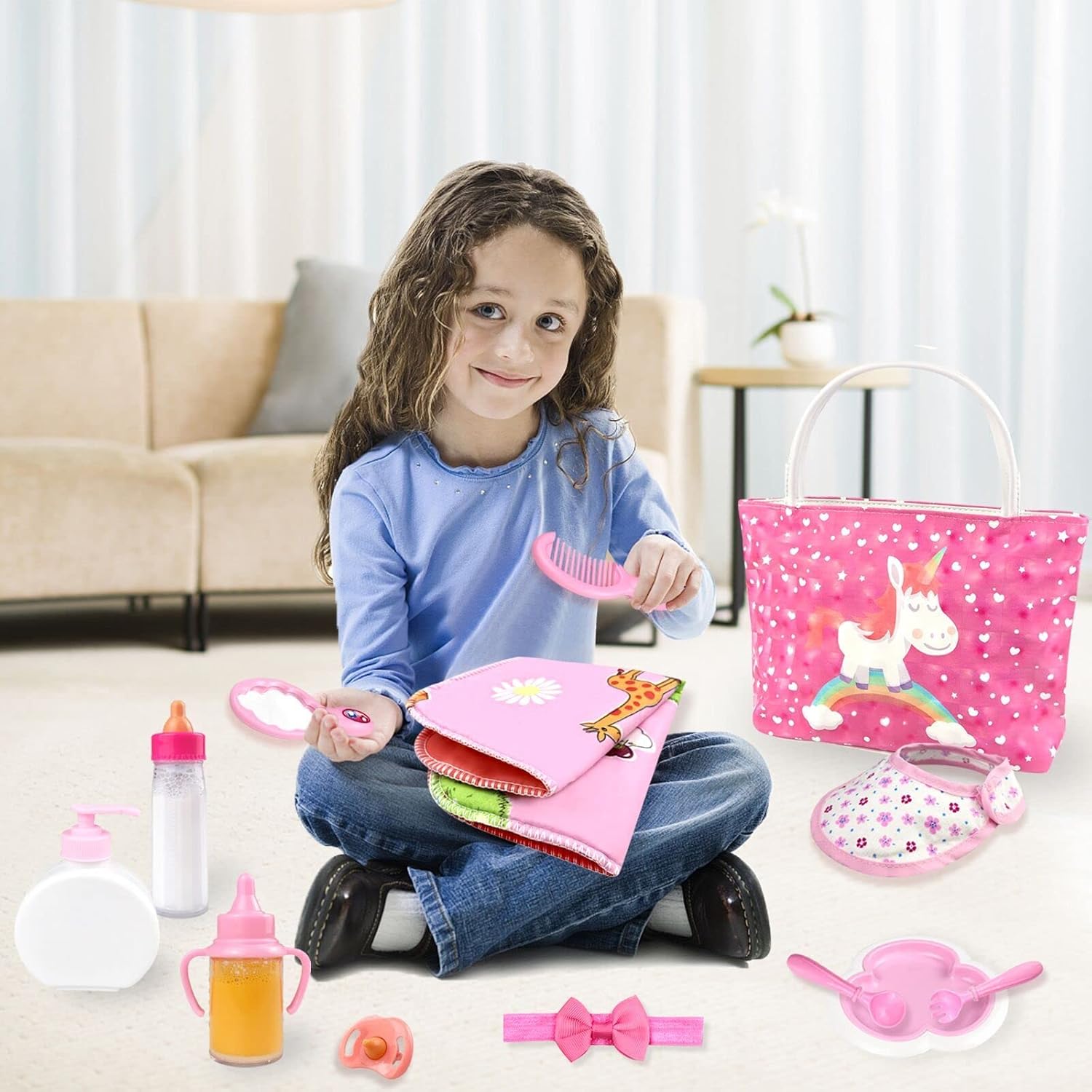 Thumbnail 5 de Baby Puppe Zubehör Fütterung & Pflege Set (15-teilig) mit Wickeltasche – passend für 14–16 Zoll & 18 Zoll Puppen