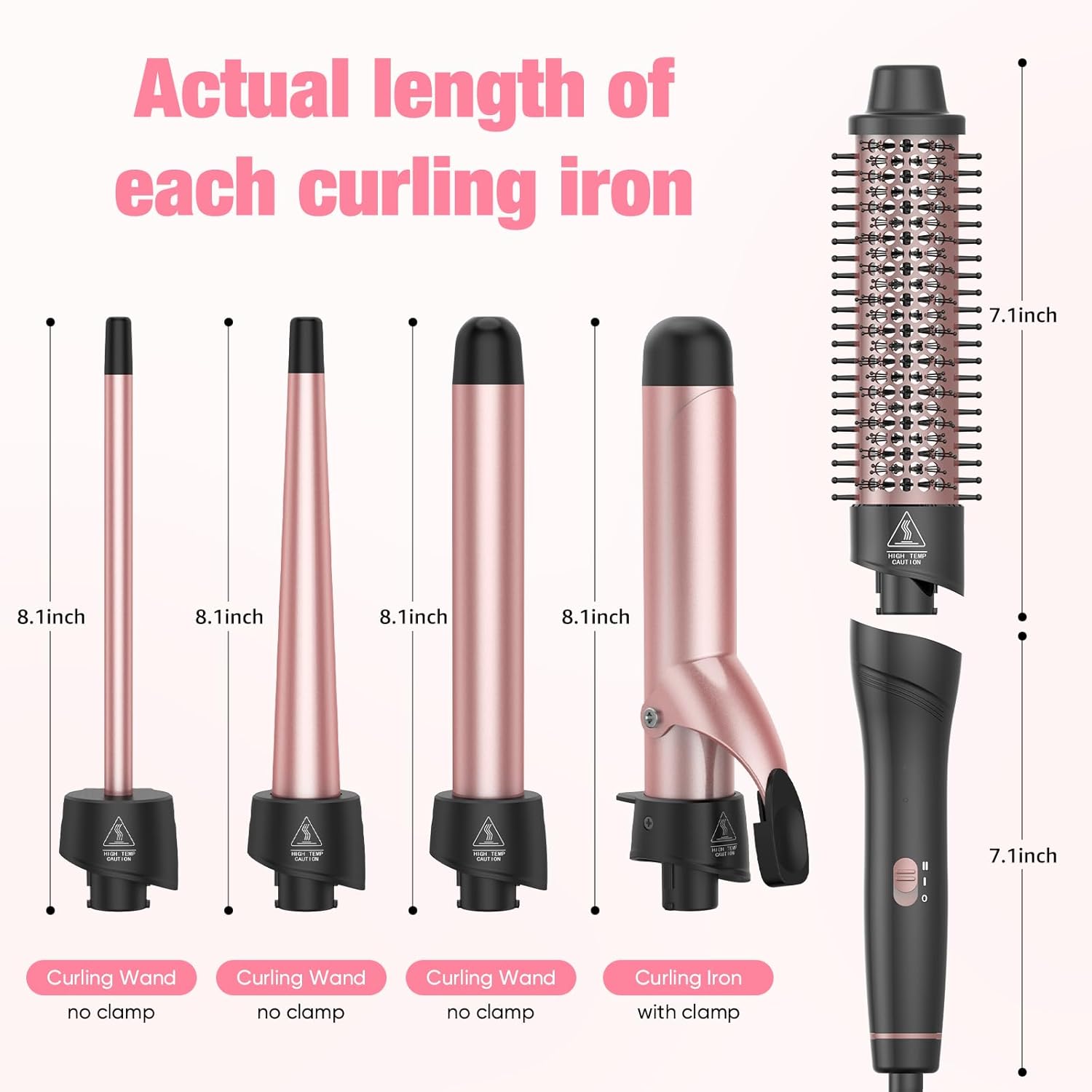 Thumbnail 2 de ANIEKIN 5 in 1 Curling Iron Set (3/8 to 1 1/4 Inch) with Thermal Brush, Dual Voltage Curling Wand for Travel