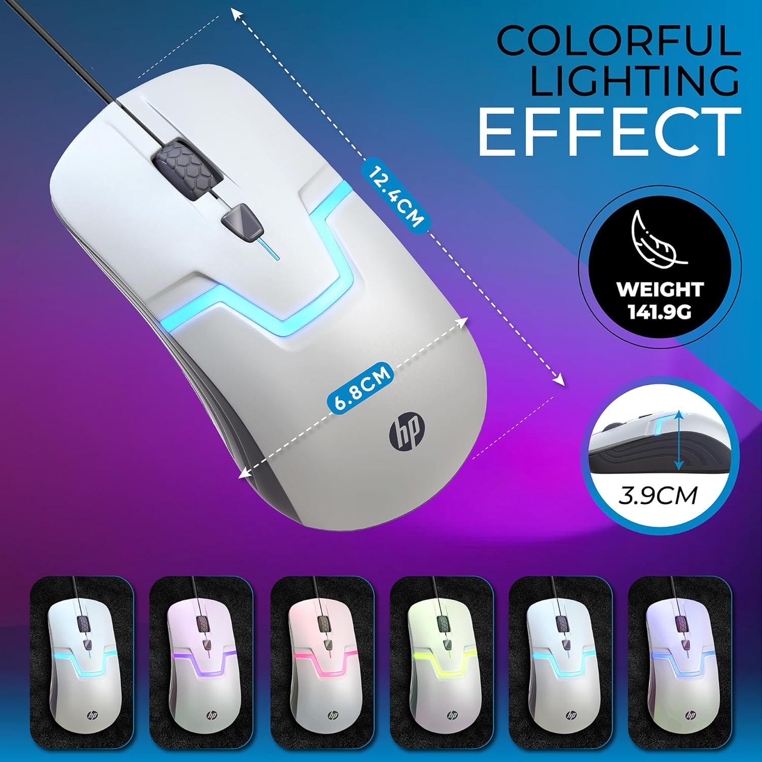 Thumbnail 5 de HP Wired Gaming Mouse (Optical Sensor) with 7-Color LED Lighting