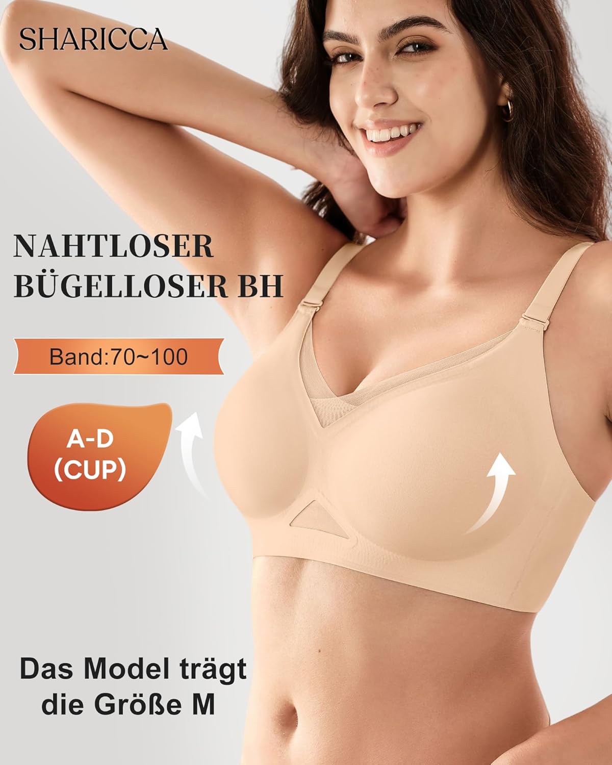 Thumbnail 1 de SHARICCA Damen BH ohne Bügel Push-Up Spitzen-BH Nahtloser T-Shirt BH mit Vollbügel – Wireless, atmungsaktiv und alltagstauglich