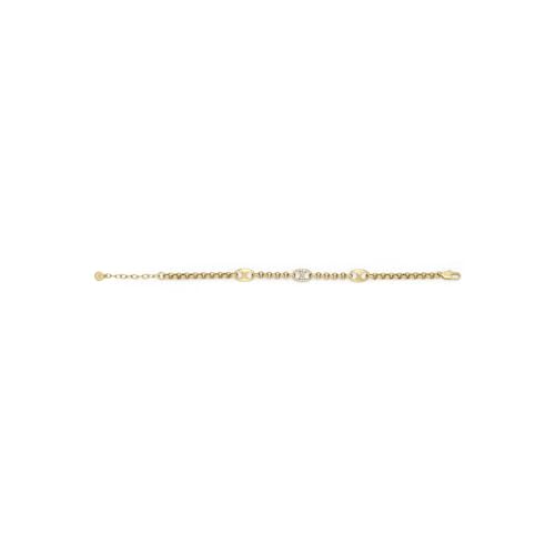 Detalle 2 de Bracelet Emporio Armani pour femmes en acier inoxydable ou laiton, fini or et fermoir mousqueton doré
