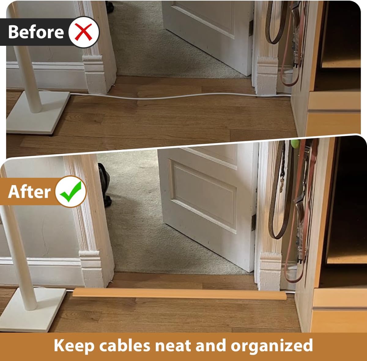 Detalle de 2m Wood Grain Floor Cable Cover: Self-Adhesive, 2M x 50mm Cable Tidy Protector