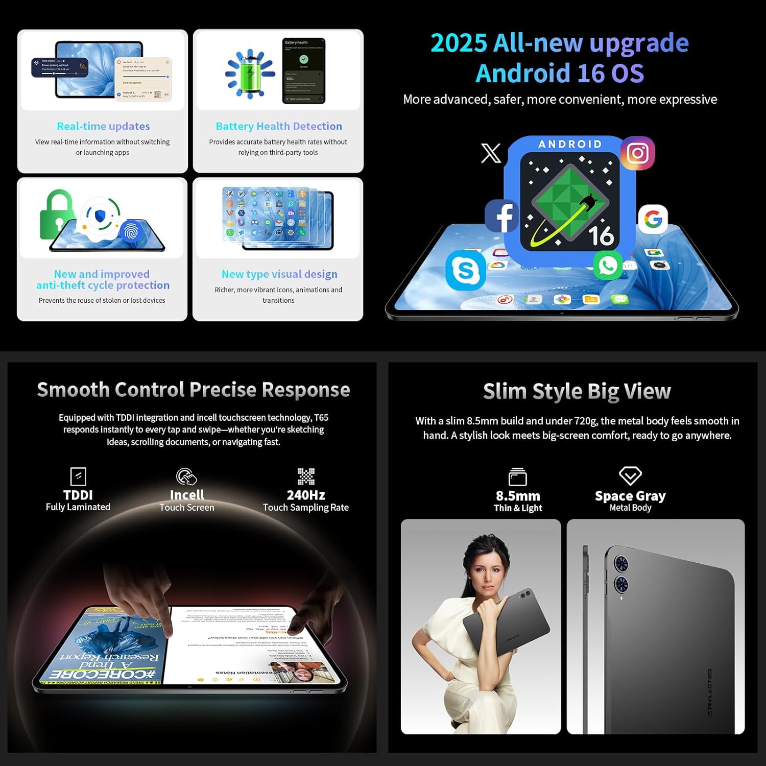 Detalle de TECLAST T65 13.4-inch Android 16 tablet