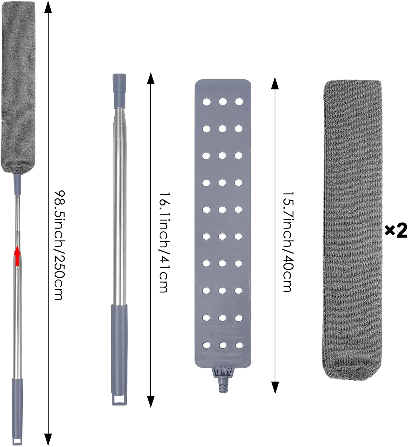 Detalle 2 de Gigmeta spazzolino telescopico per polvere con microfibra e manico in acciaio inox