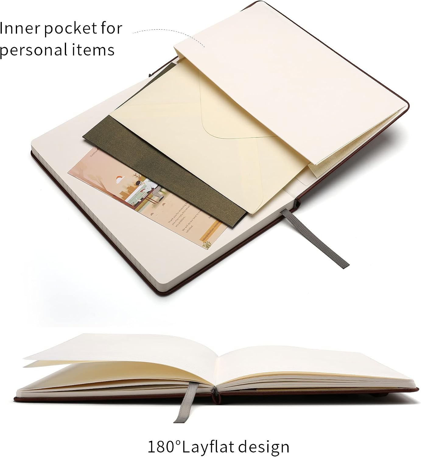 Detalle 2 de Deziliao D0005 Hardcover Notebook, 160 Pages, 100 gsm Ivory Paper, Brown