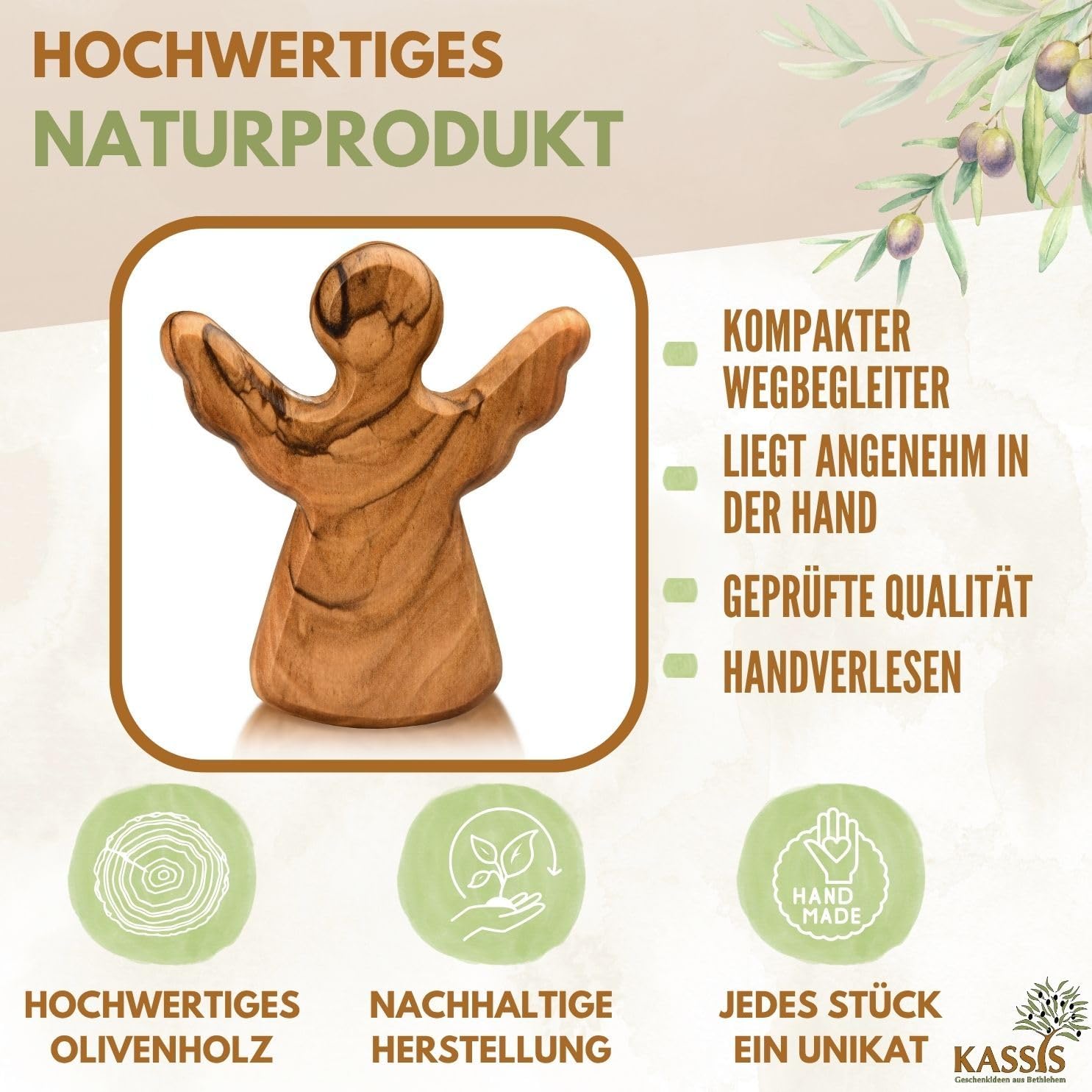 Thumbnail 1 de Olivenholz-Schutzengel Kassis, 1 Stück