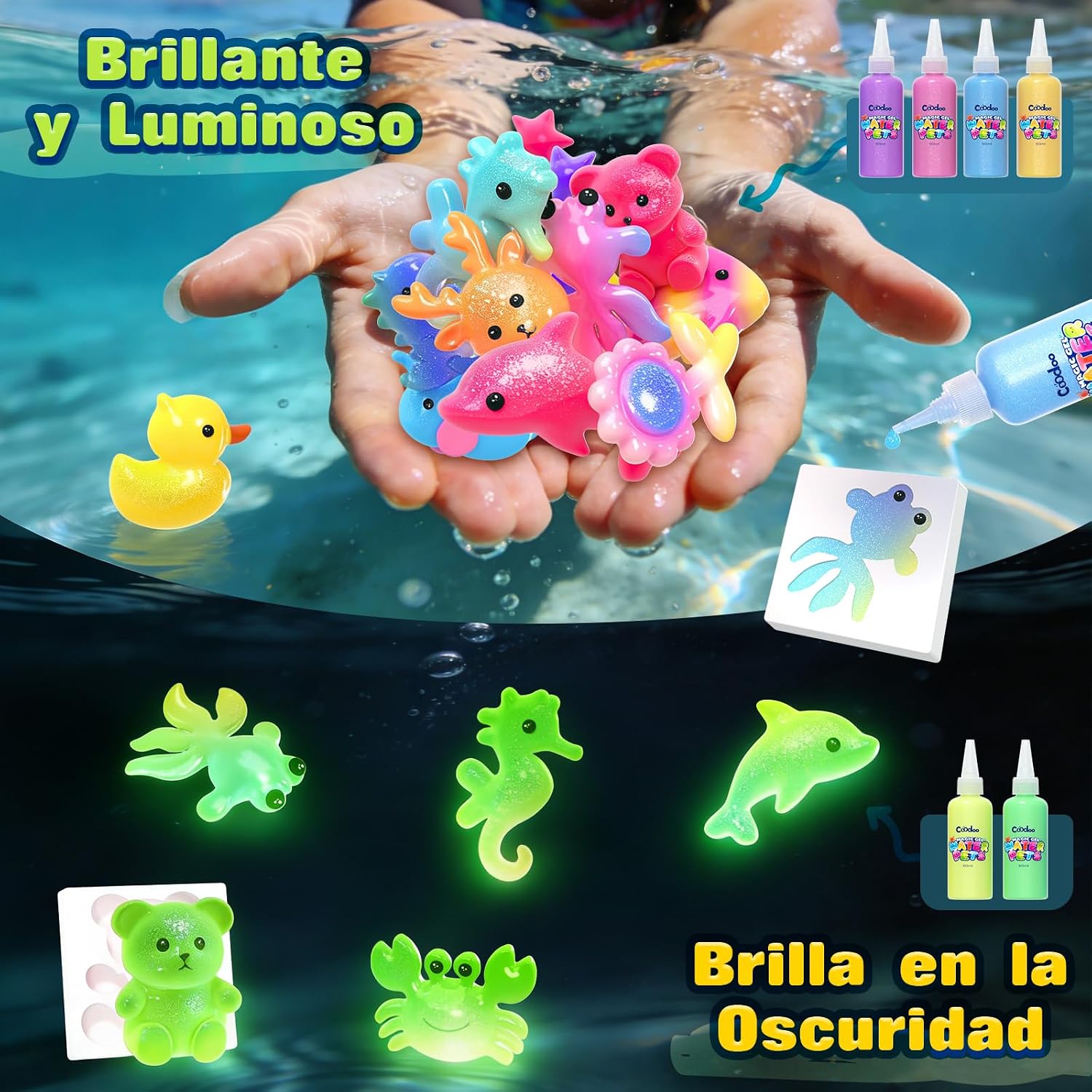 Detalle de Coodoo Aqua Gelz Set: Juguete de Gel de Agua Mágico 3D DIY