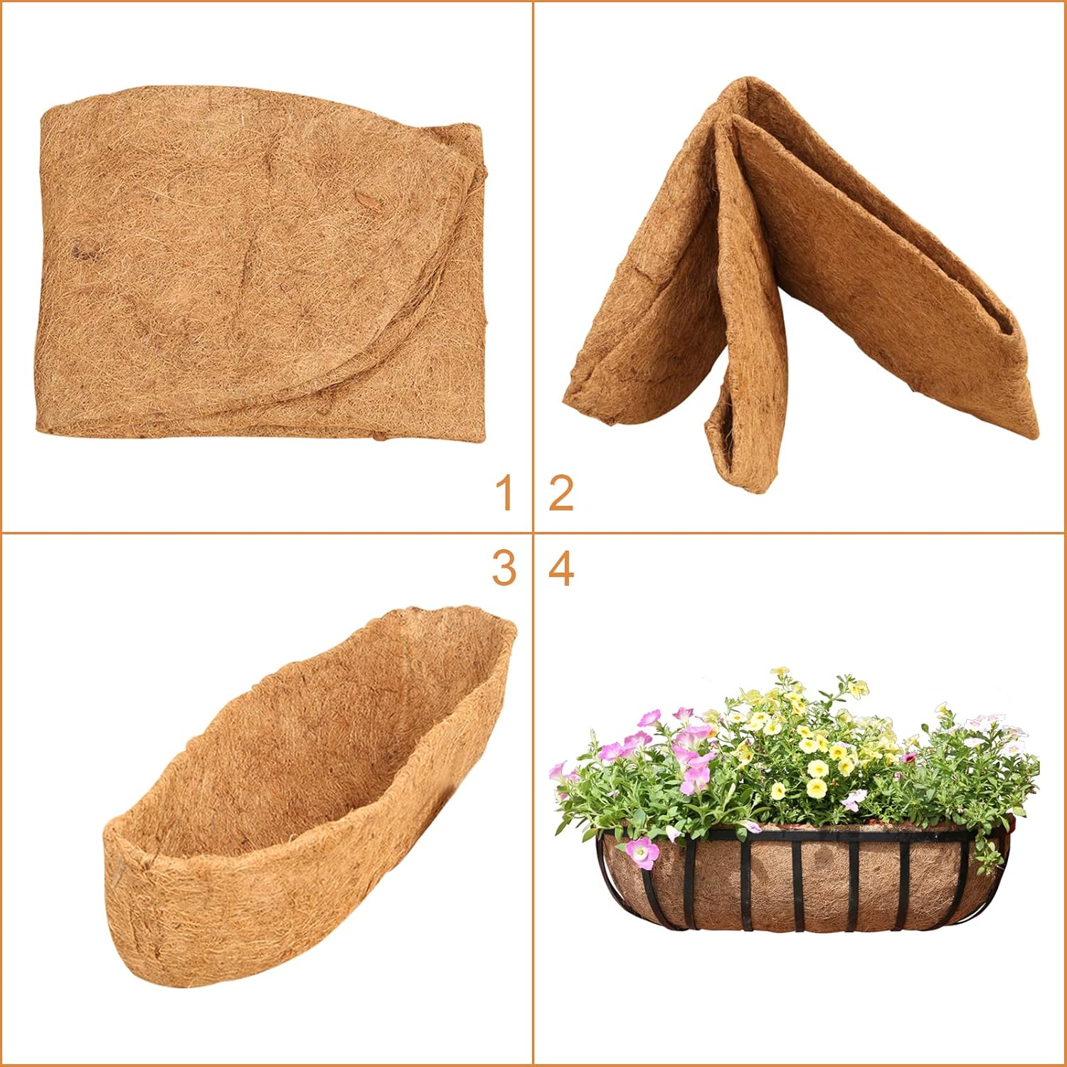 Thumbnail 5 de YUNSTK 2 Pcs Coco Liner Trough – 24 Inch Wall Mounted Planter Liners