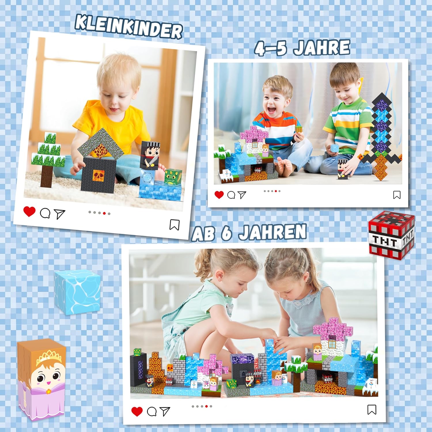 Detalle 2 de Trozvyn Magnetische Bausteine Lavawald Set – 150 Teile, STEM-Spielzeug für Kinder ab 3+, Wald-Lava-Gletscher-Tiere