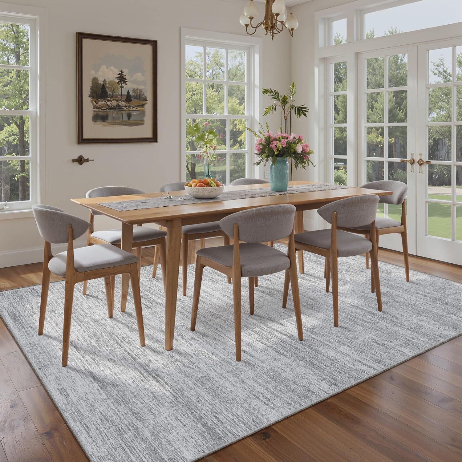 Thumbnail 6 de Kearoat 5x7 Ultra-Thin Washable Area Rug (Non-Slip, Low Pile, Abstract Print)