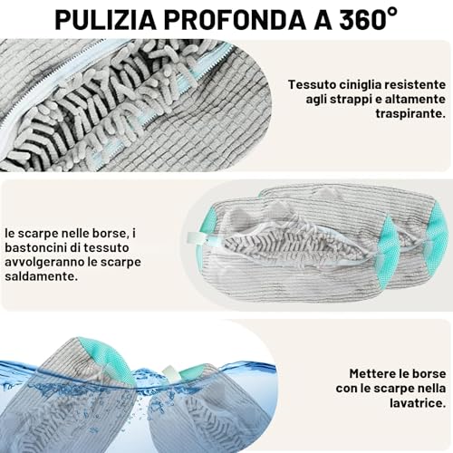 Detalle de YTUGIL Sacca per Lavare Scarpe in Lavatrice Grigio 2 Pezzi – Protezione e Pulizia a 360°