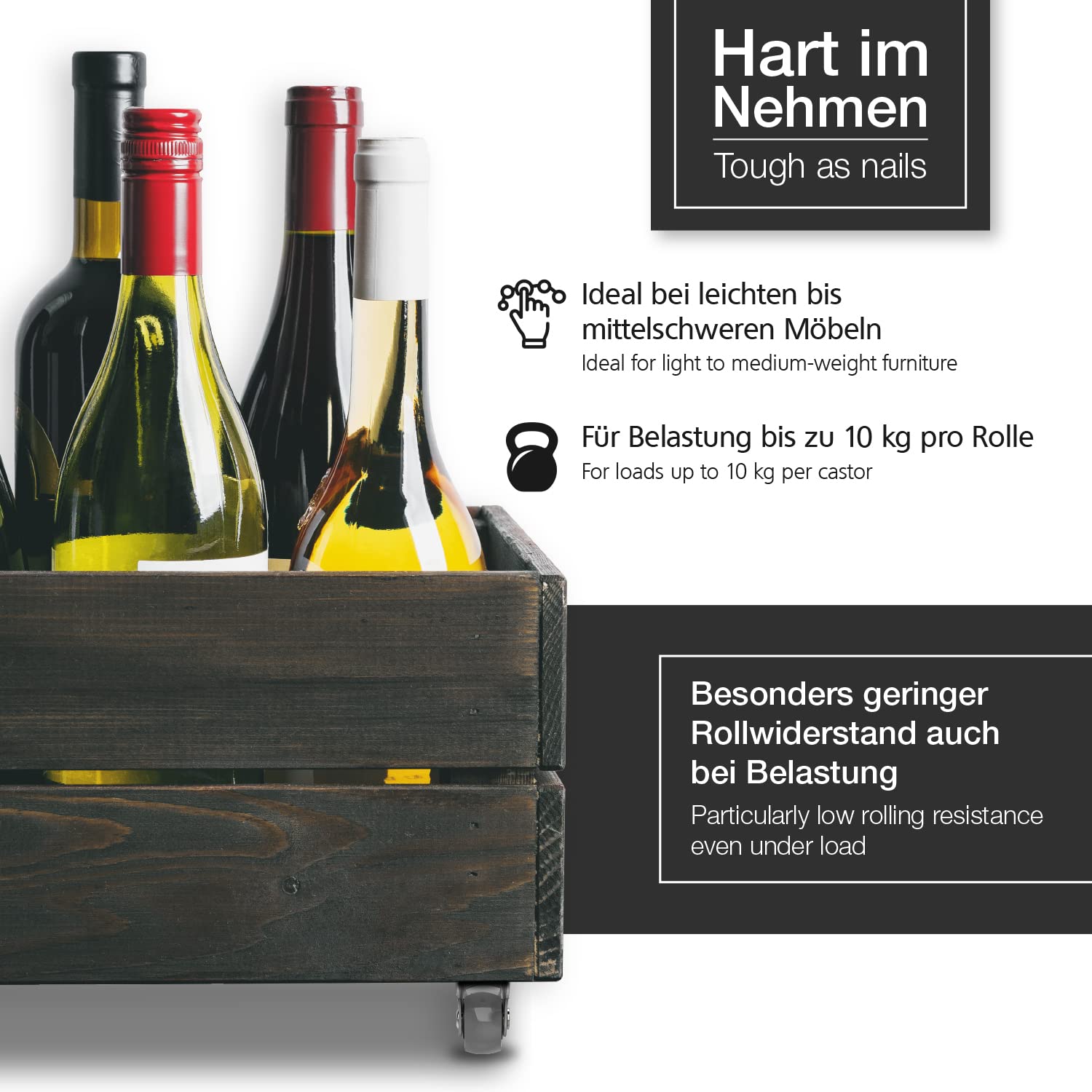Detalle 2 de RAVN HAMAN möbelhjul, 8-pack med fasta PVC-hjul på 25 mm