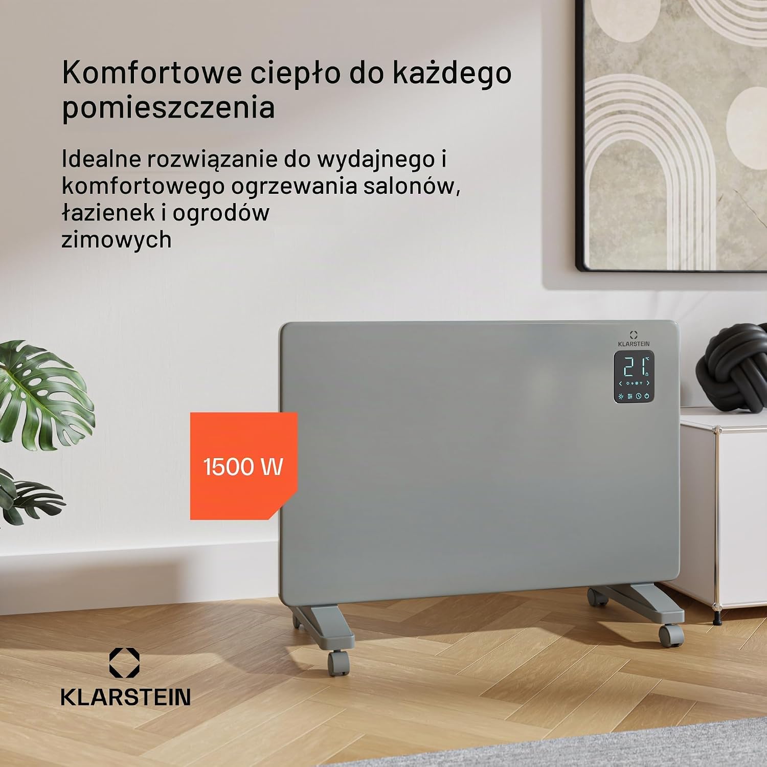 Detalle de Klarstein Bansin Smart – grzejnik konwektorowy 1500 W z aplikacją i kółkami