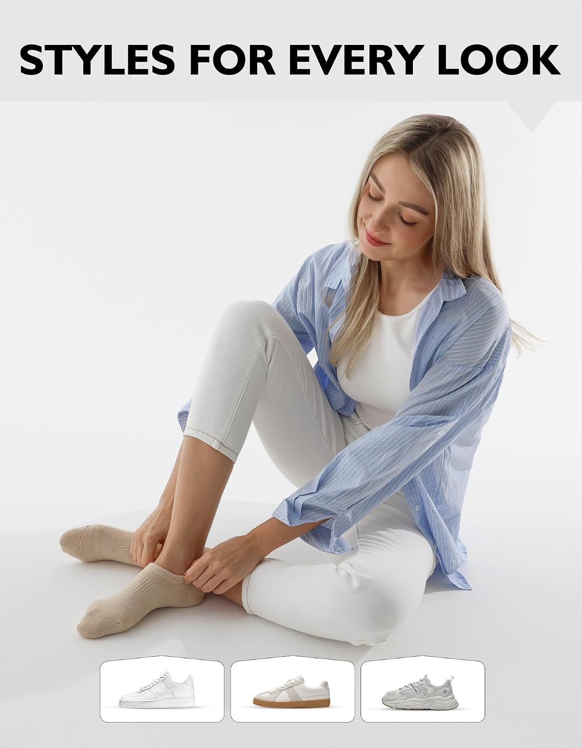 Thumbnail 6 de CLOSEMATE 6 Paia Calze Fantasmini Donna per Loafers e Sport – Suola Spessa in Spugna e Orlo Traspirante