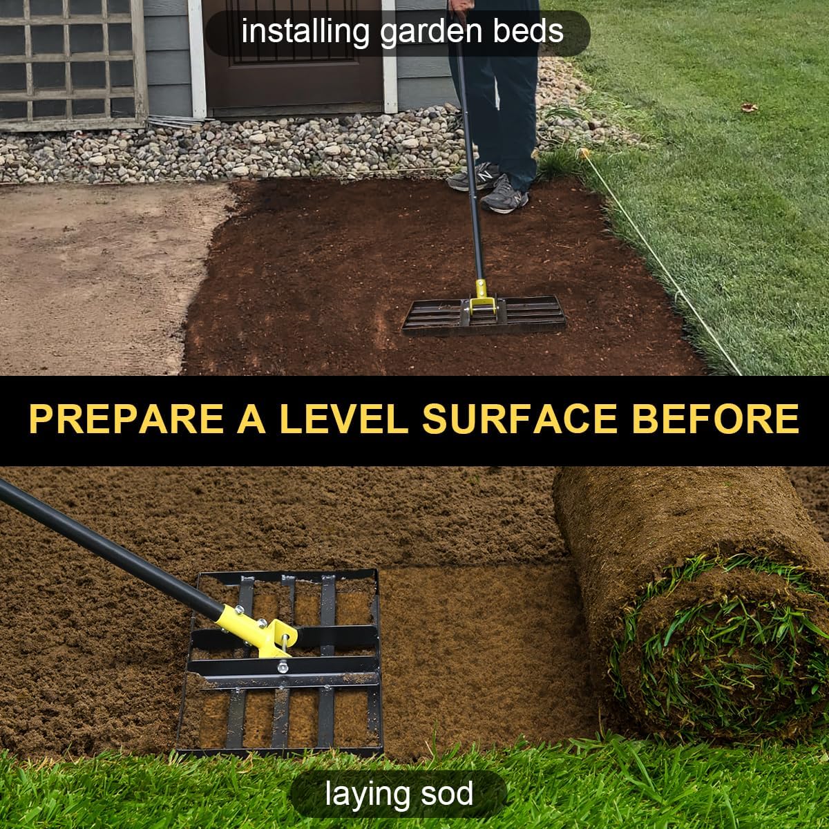 Detalle 2 de Colwelt C068 Lawn Levelling Rake, 17 x 10 in Plate, Adjustable Handle