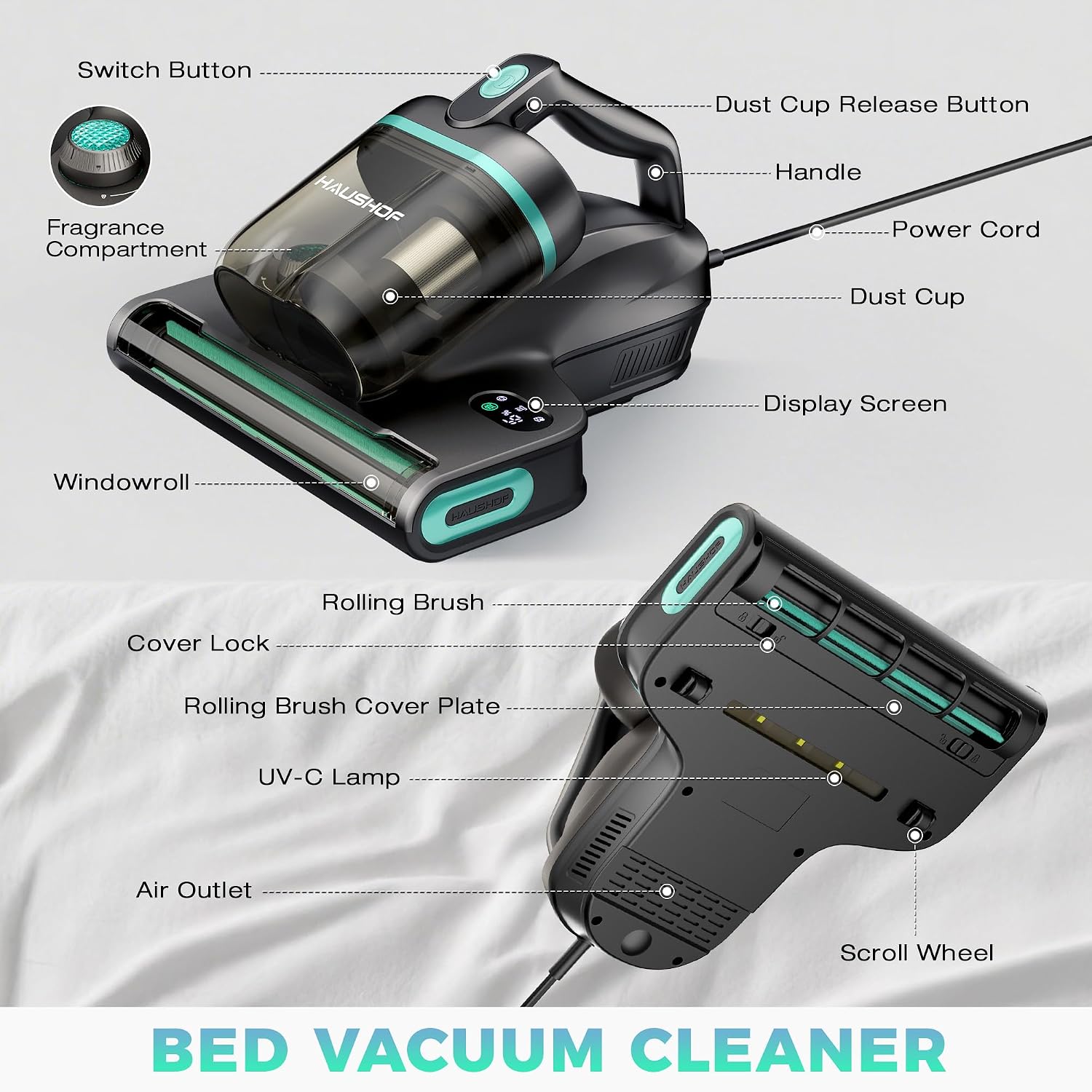 Detalle 2 de HAUSHOF Mattress Vacuum Cleaner 15KPa