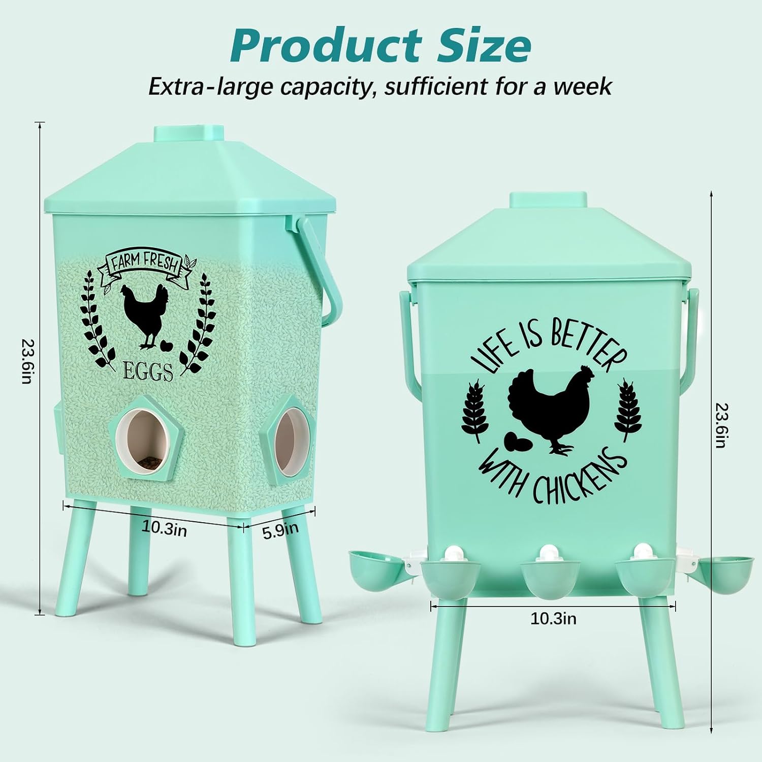 Detalle de TGEYD Hanging Chicken Feeder and Waterer Set, 4.2-Gallon Capacity