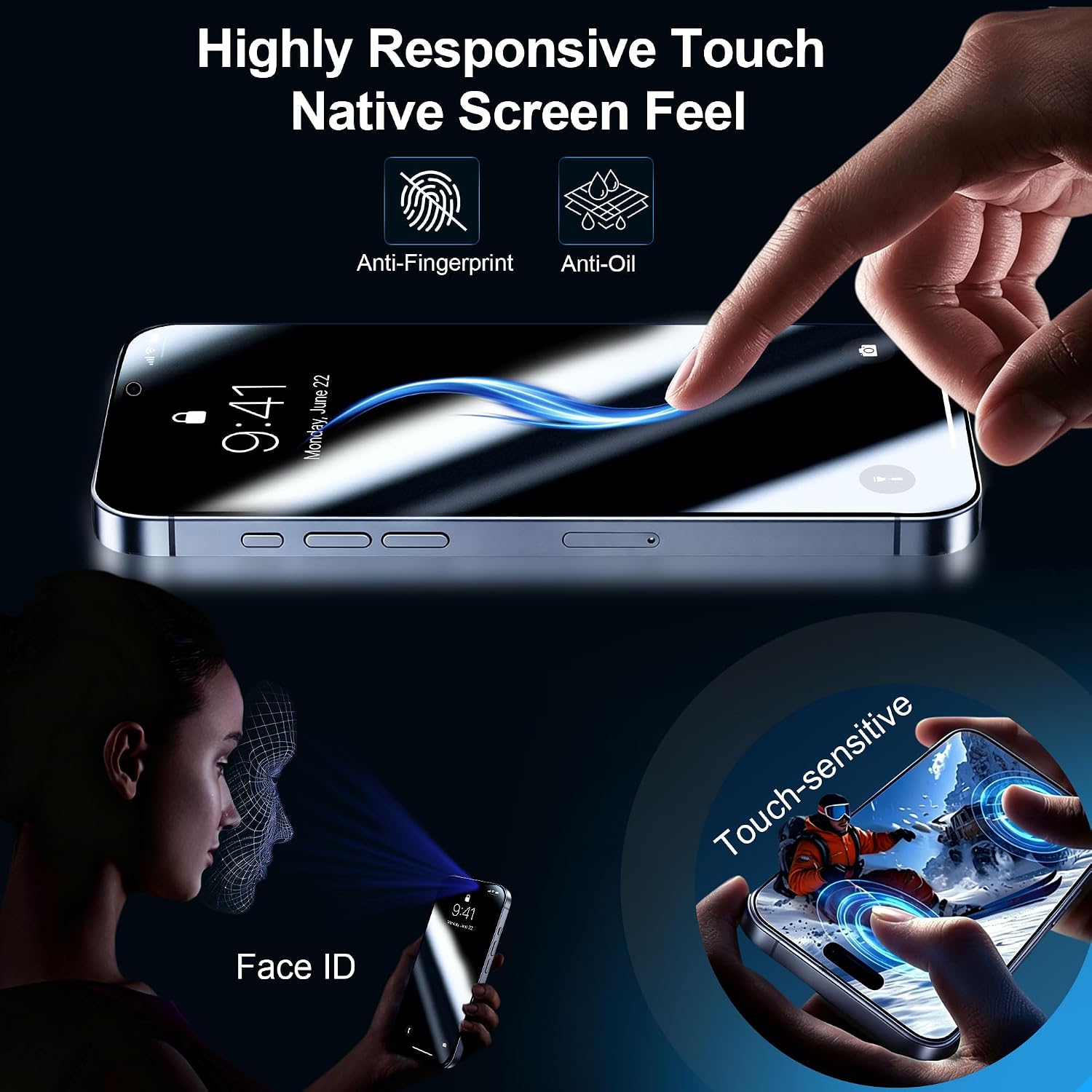 Detalle de QHOHQ iPhone 18 Pro 6.3-Inch Privacy Screen Protector, 9H+ Tempered Glass