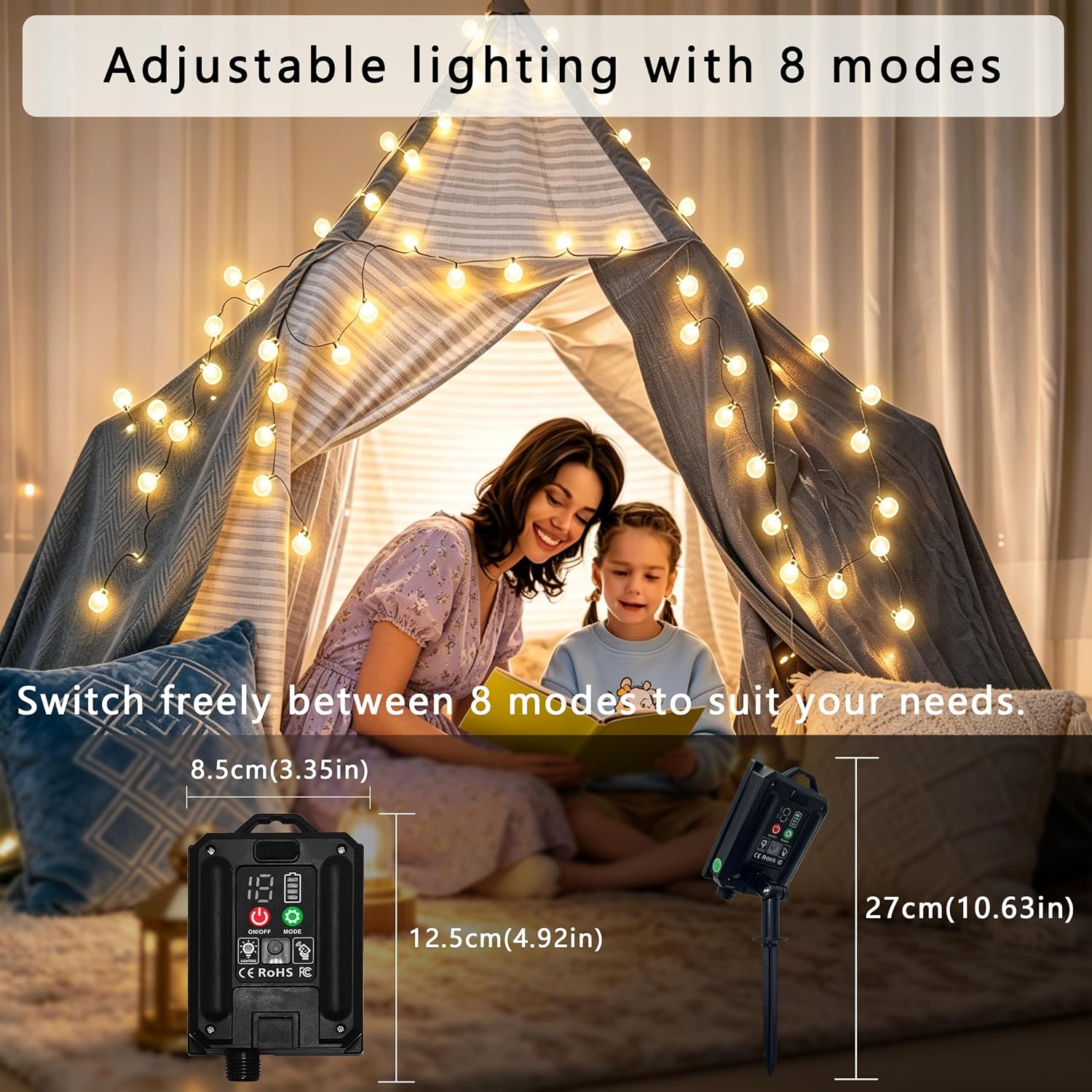 Thumbnail 4 de Xcdhemde Luci Solari da Esterno 12 m 100 LED USB – Catena Luminosa Impermeabile IP65 per Esterni
