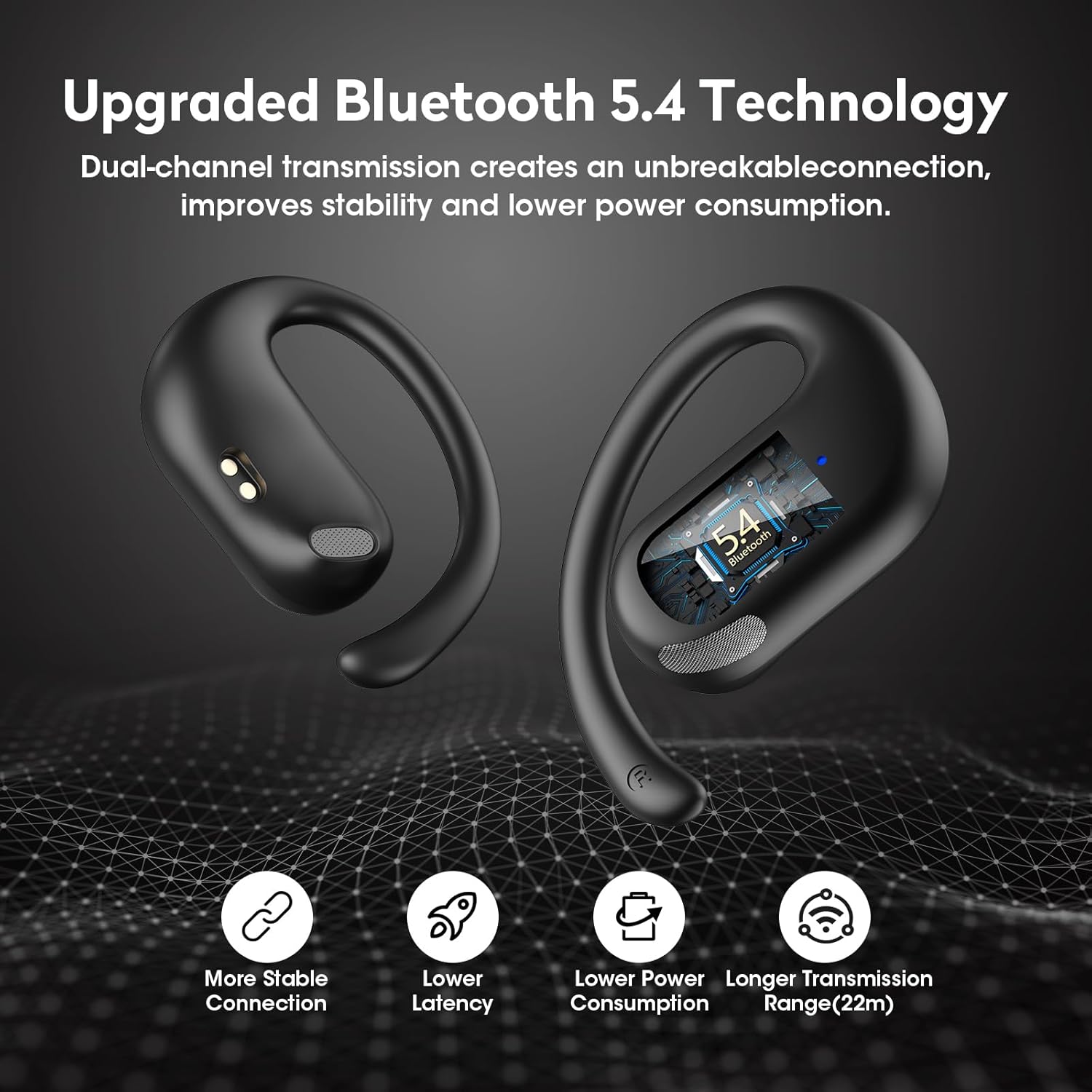 Thumbnail 3 de TEDELON Open Ear Earbuds (Bluetooth 5.4) with 50H Battery, IPX6, Adjustable Ear Hooks