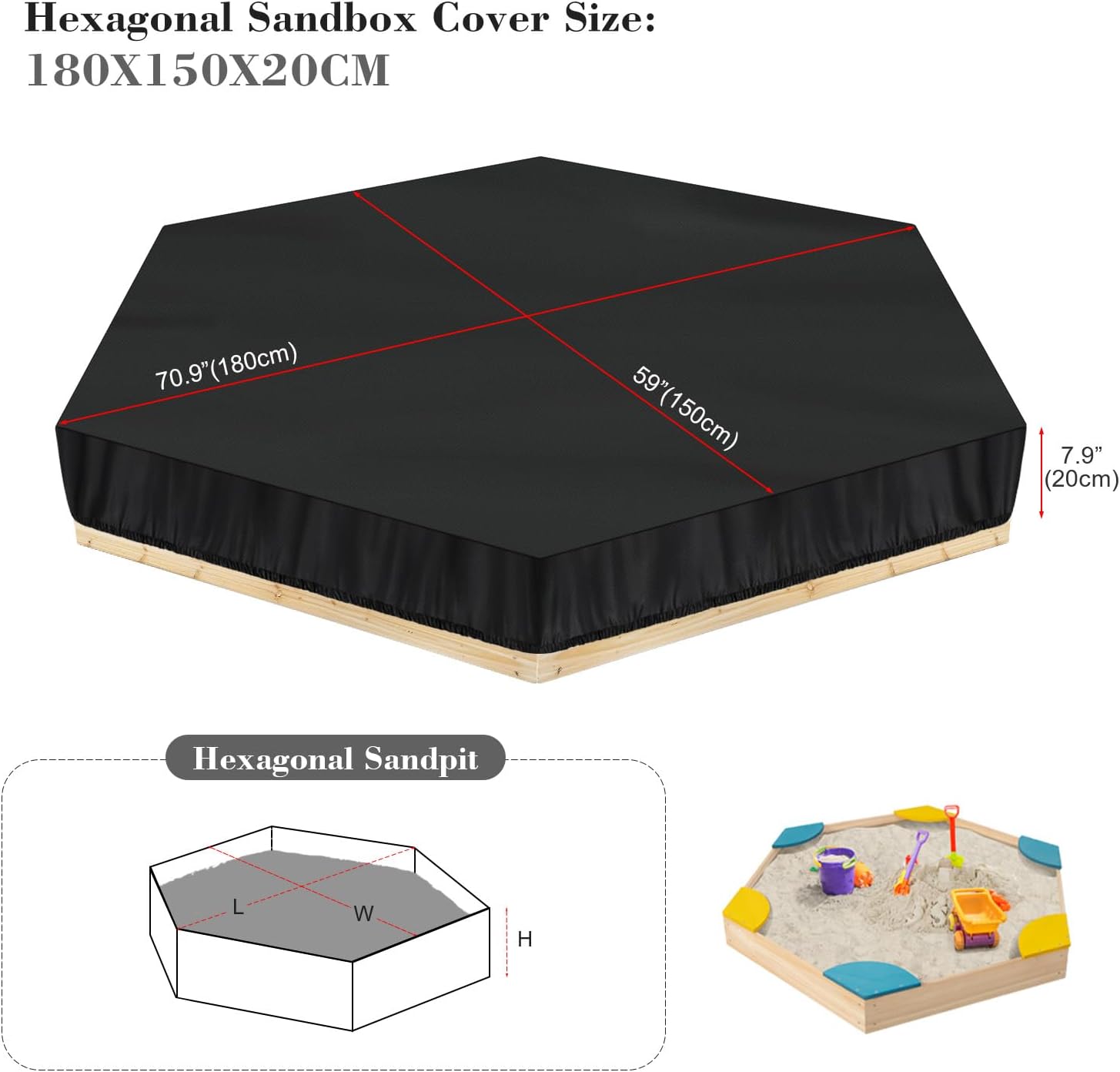 Thumbnail 1 de LAMUNI Sandkasten Abdeckplane 180×150×20 cm Wasserdicht