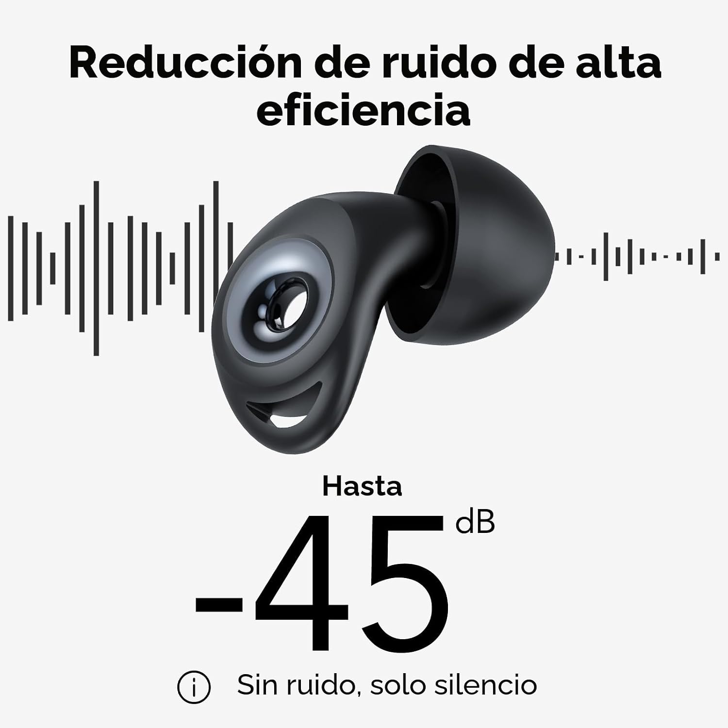 Detalle de Tapones Oídos IKG Ruido Dormir: 45dB de Cancelación con 4 tallas (XS‑L)