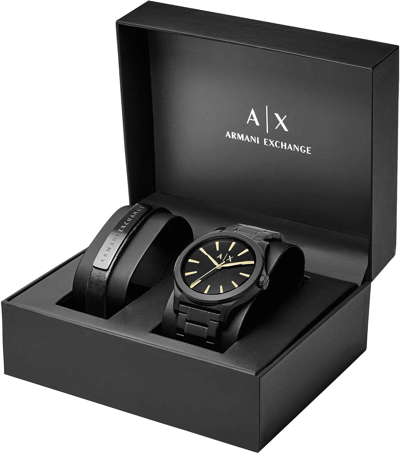 Detalle de Armani Exchange Orologio da uomo, cassa 44 mm, cinturino in acciaio inox, movimento al quarzo a tre lancette