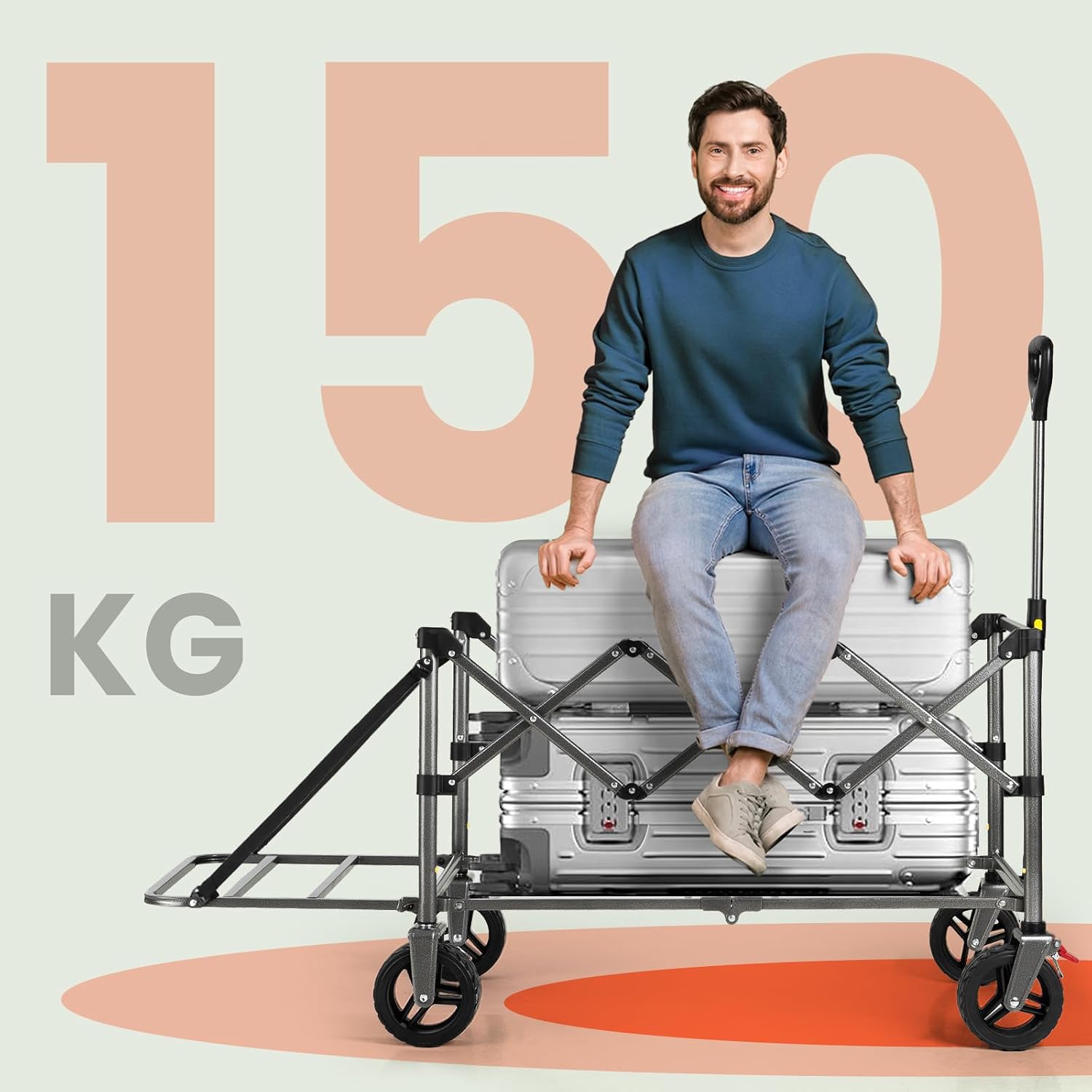 Thumbnail 3 de OVERMONT Carrello da Giardino Pieghevole 200 L/136 kg: robusto, versatile e facile da trasportare
