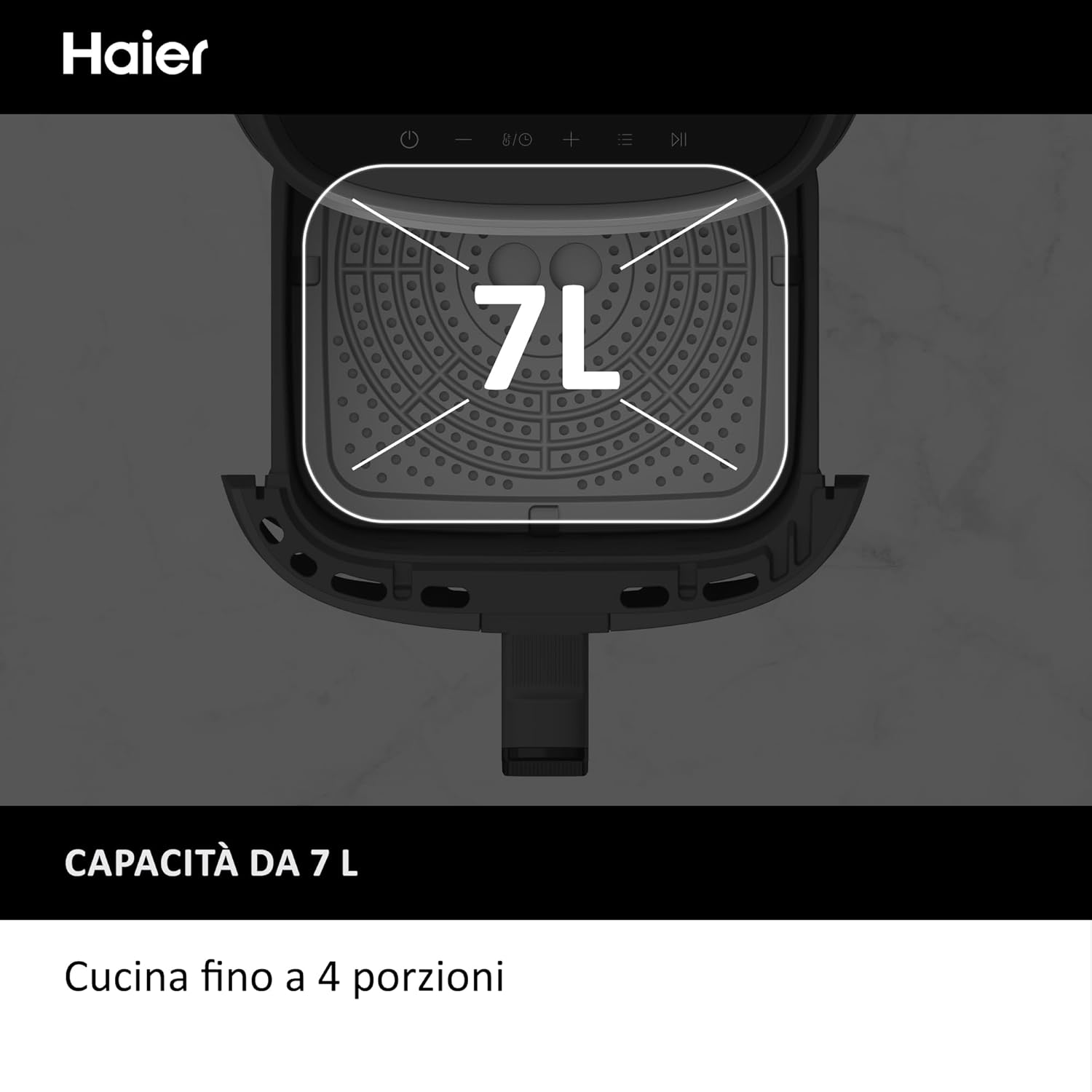 Thumbnail 5 de Friggitrice ad aria Haier Serie 5 9 in 1 da 7 L (nero) con display e finestra in vetro
