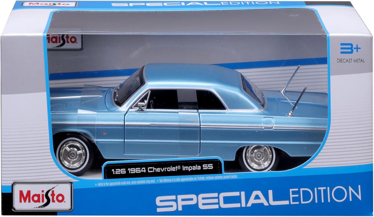 Thumbnail 6 de Maisto Chevrolet Impala (1964) „Special Edition“ in blau – Modellauto 1:24 mit beweglichen Teilen